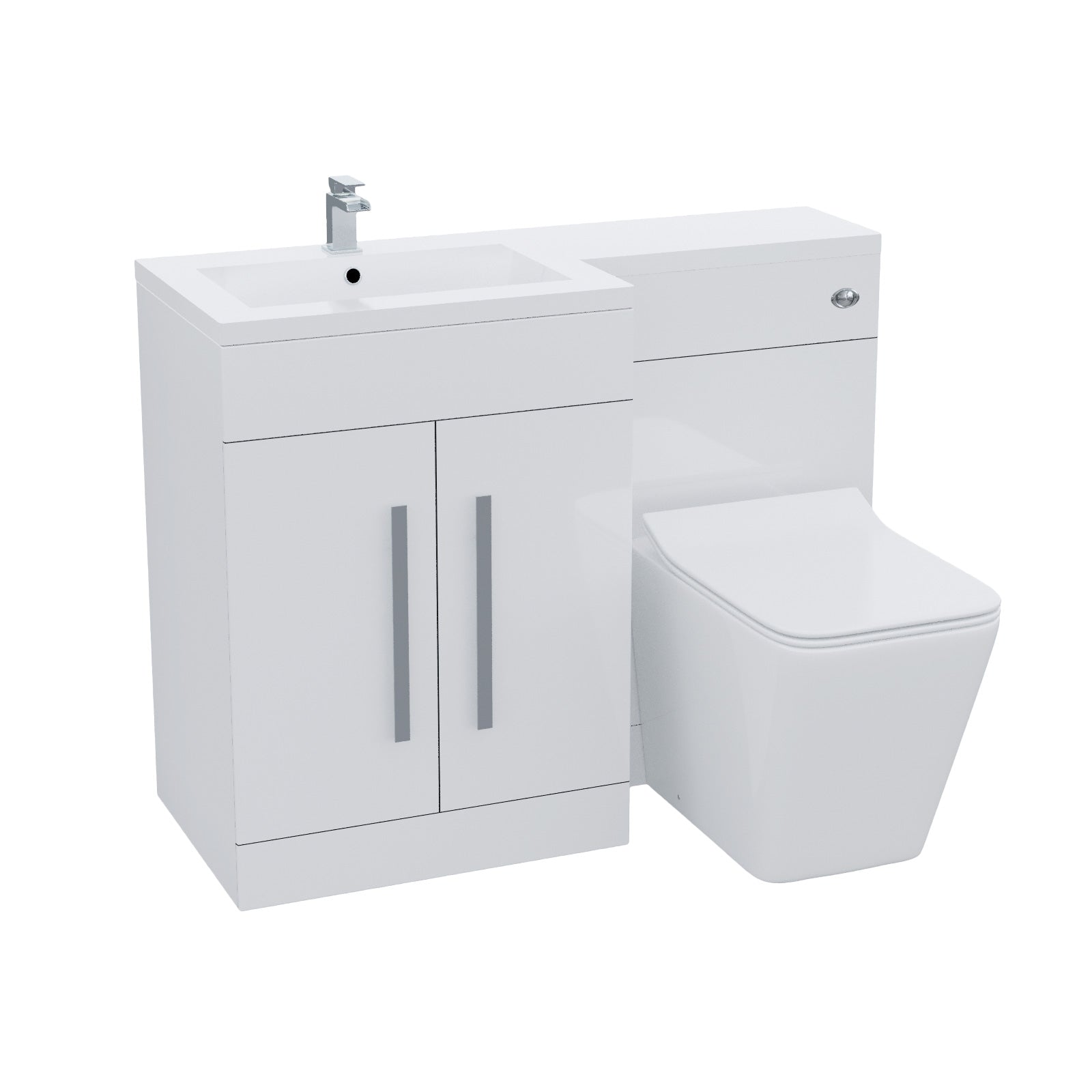 Aric 1100mm Vanity Basin Unit, WC Unit & Elora Back To Wall Toilet White