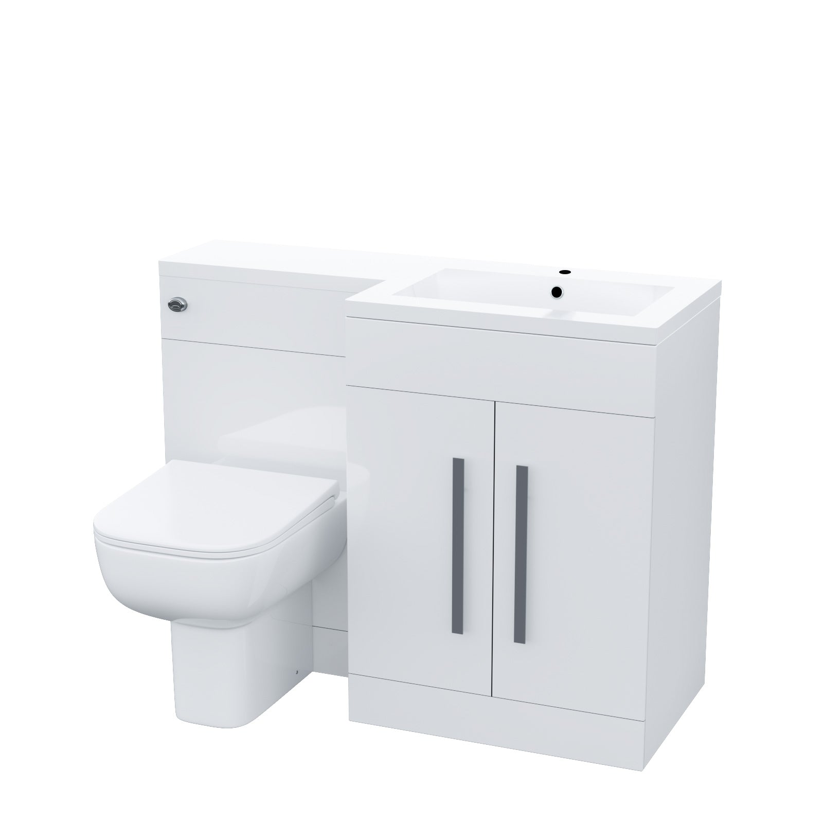 Aric RH 1100mm Vanity Basin Unit, WC Unit & Debra Back To Wall Toilet White