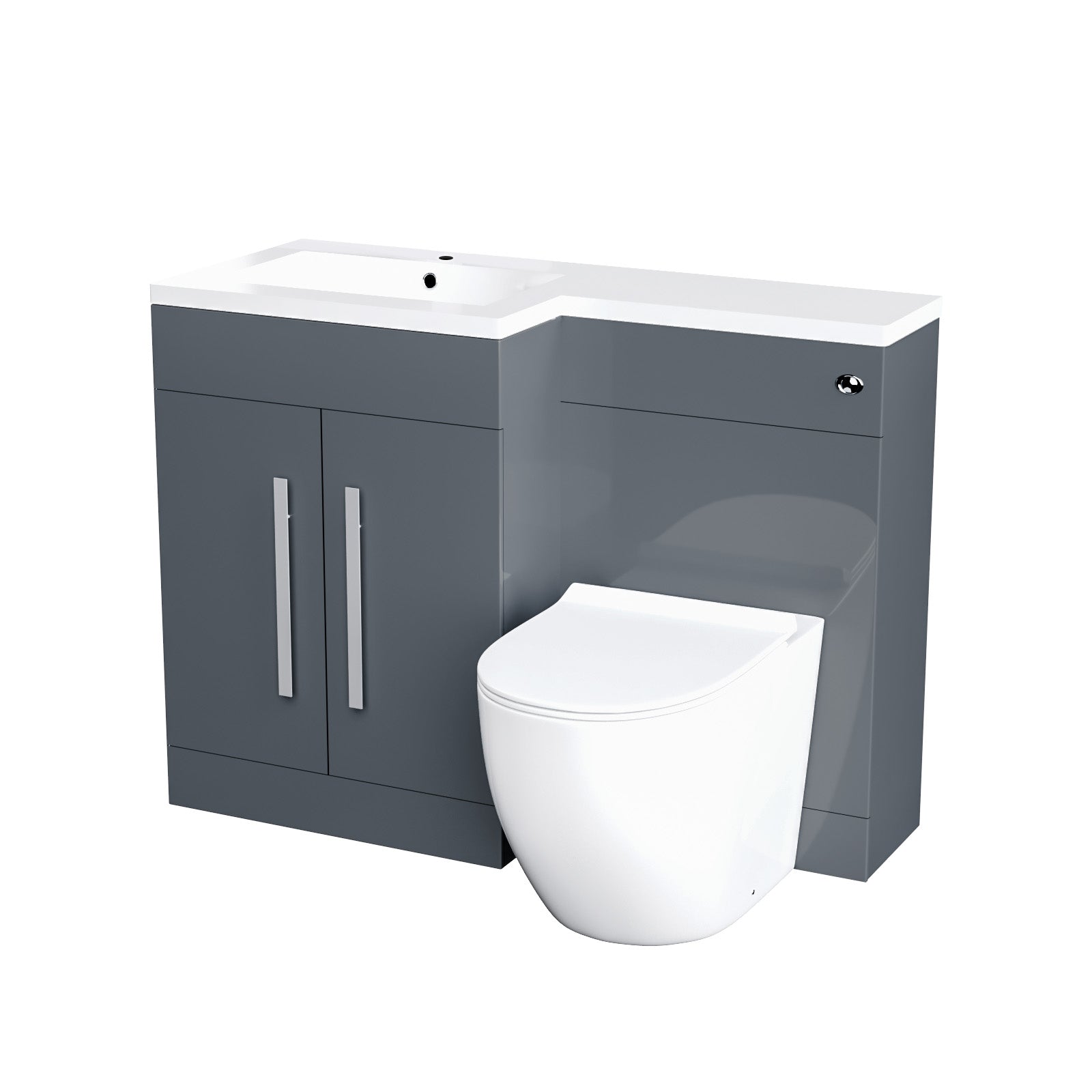 Aric 1100mm LH Freestanding Grey Vanity with BTW Toilet, WC & Basin