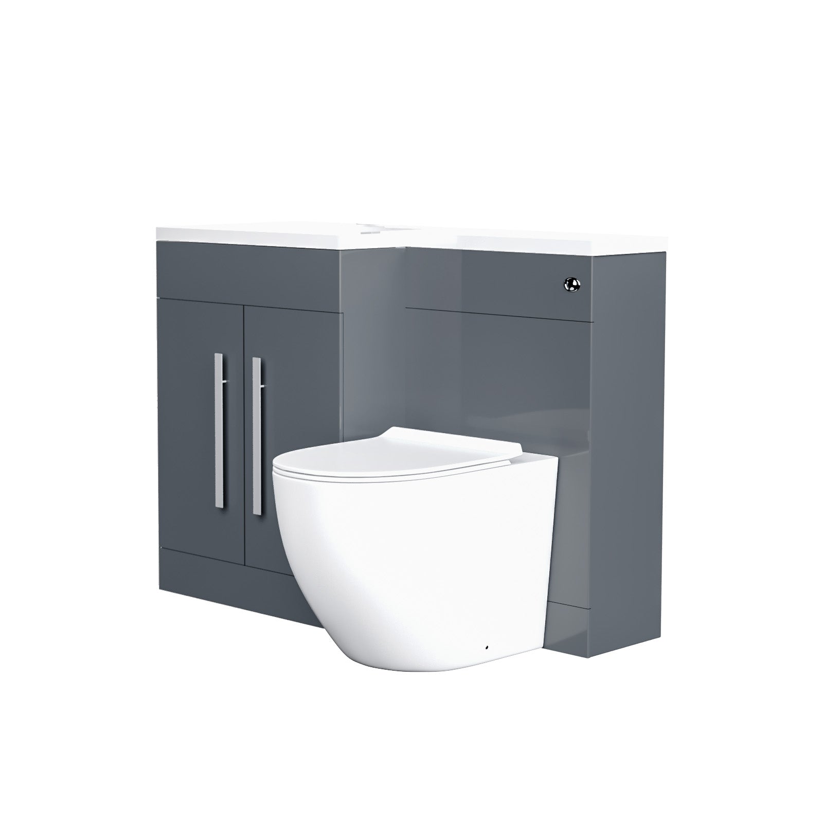 Aric 1100mm LH Freestanding Grey Vanity with BTW Toilet, WC & Basin