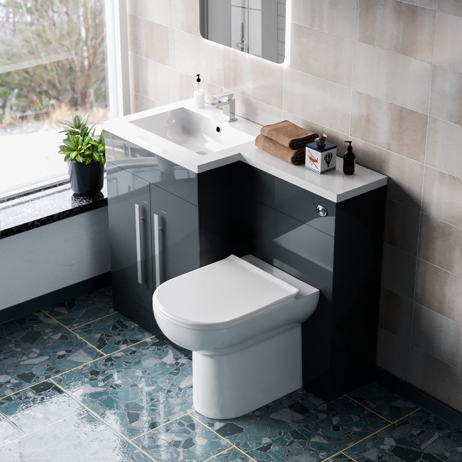 Modern bathroom with a toilet and sink unit