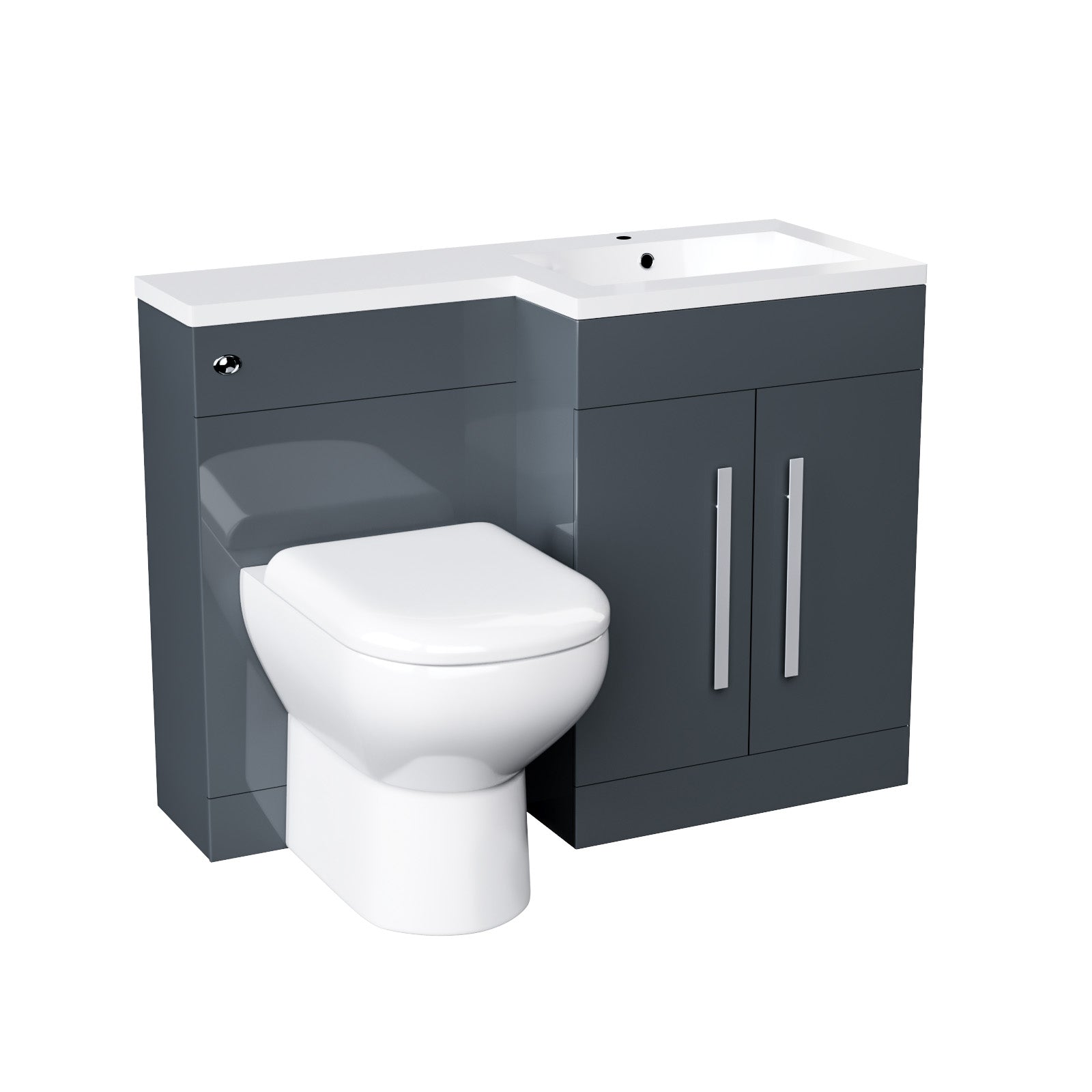 1100mm RH Freestanding Grey Vanity with BTW Toilet, WC & Basin