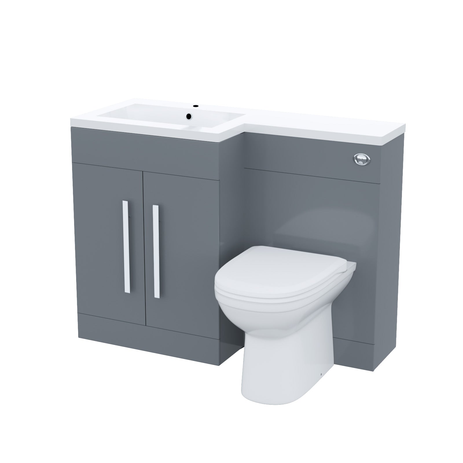 Aric 1100mm Vanity Basin Unit, WC Unit & Welbourne Back To Wall Toilet Grey