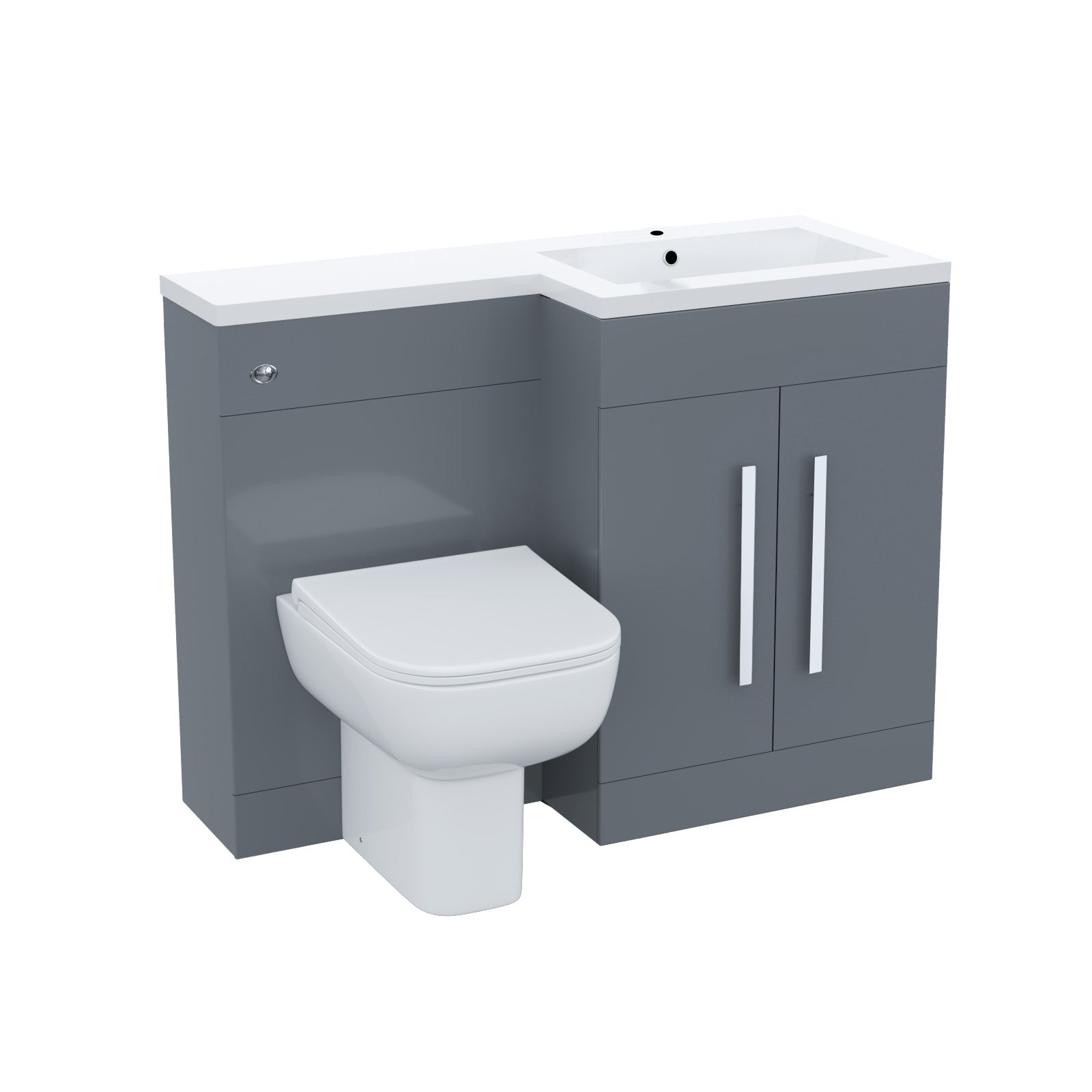 Aric 1100mm Vanity Basin Unit, WC Unit & Welbourne Back To Wall Toilet Grey