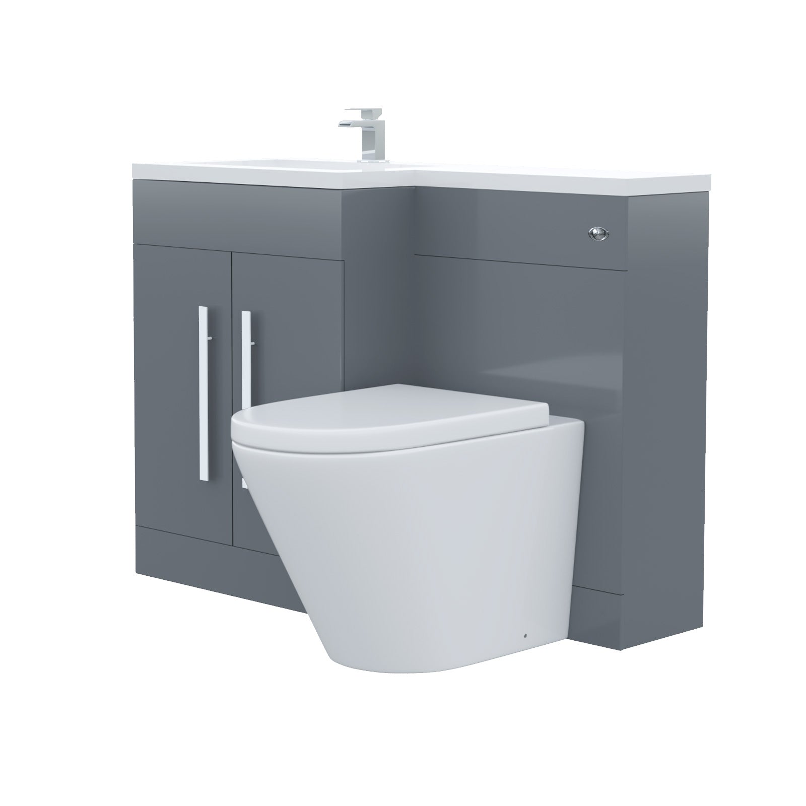 Aric 1100mm LH Freestanding Grey Vanity with BTW Rimless Toilet, WC & Basin