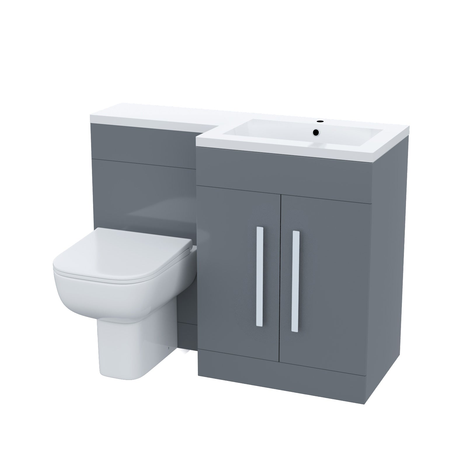 Aric 1100mm Vanity Basin Unit, WC Unit & Welbourne Back To Wall Toilet Grey