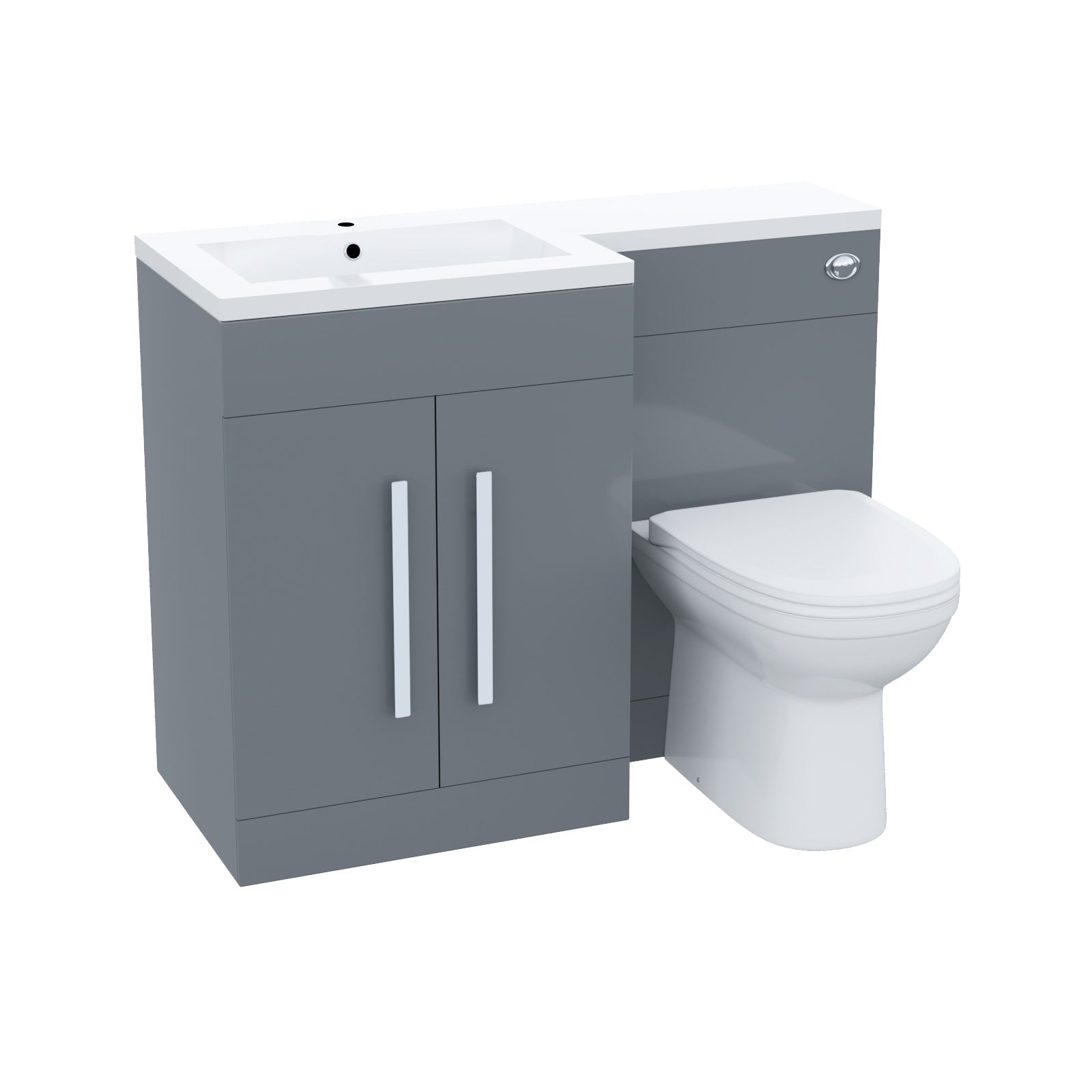 Aric 1100mm Vanity Basin Unit, WC Unit & Welbourne Back To Wall Toilet Grey