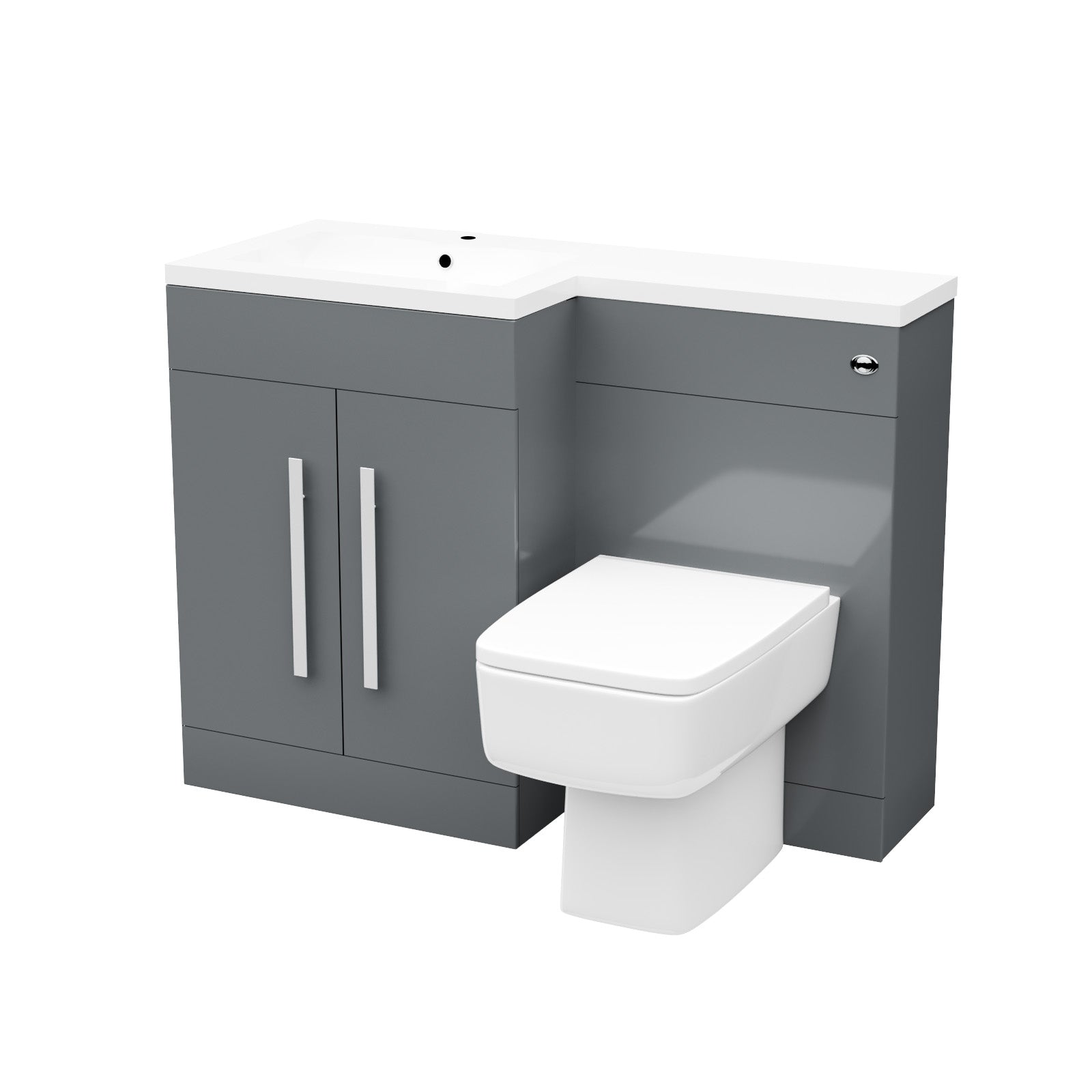 Aric 1100mm Freestanding Grey Basin Vanity Unit with WC Unit & BTW Toilet