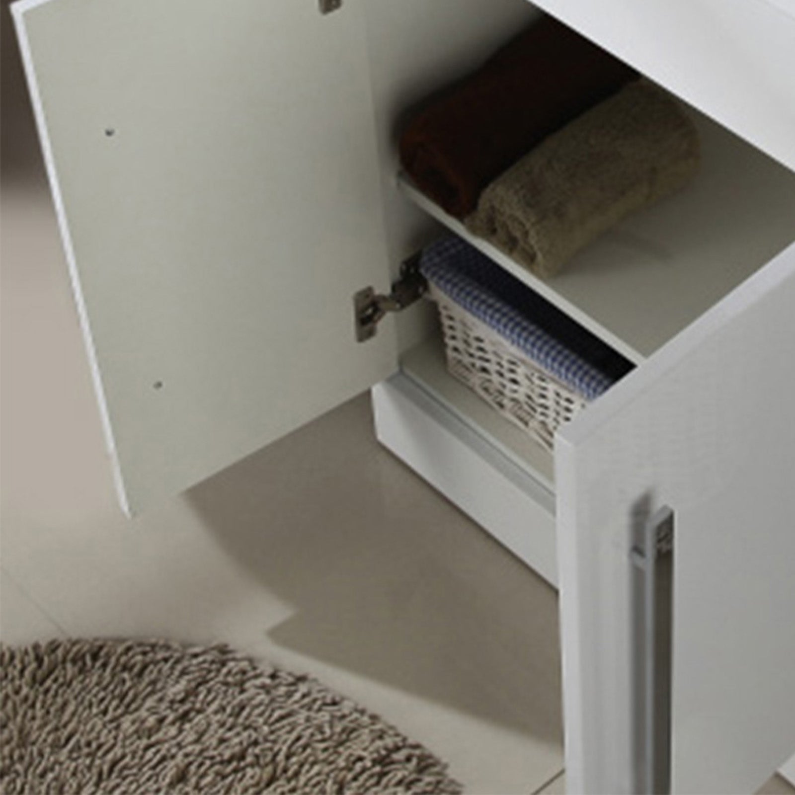 White bathroom cabinet for storage