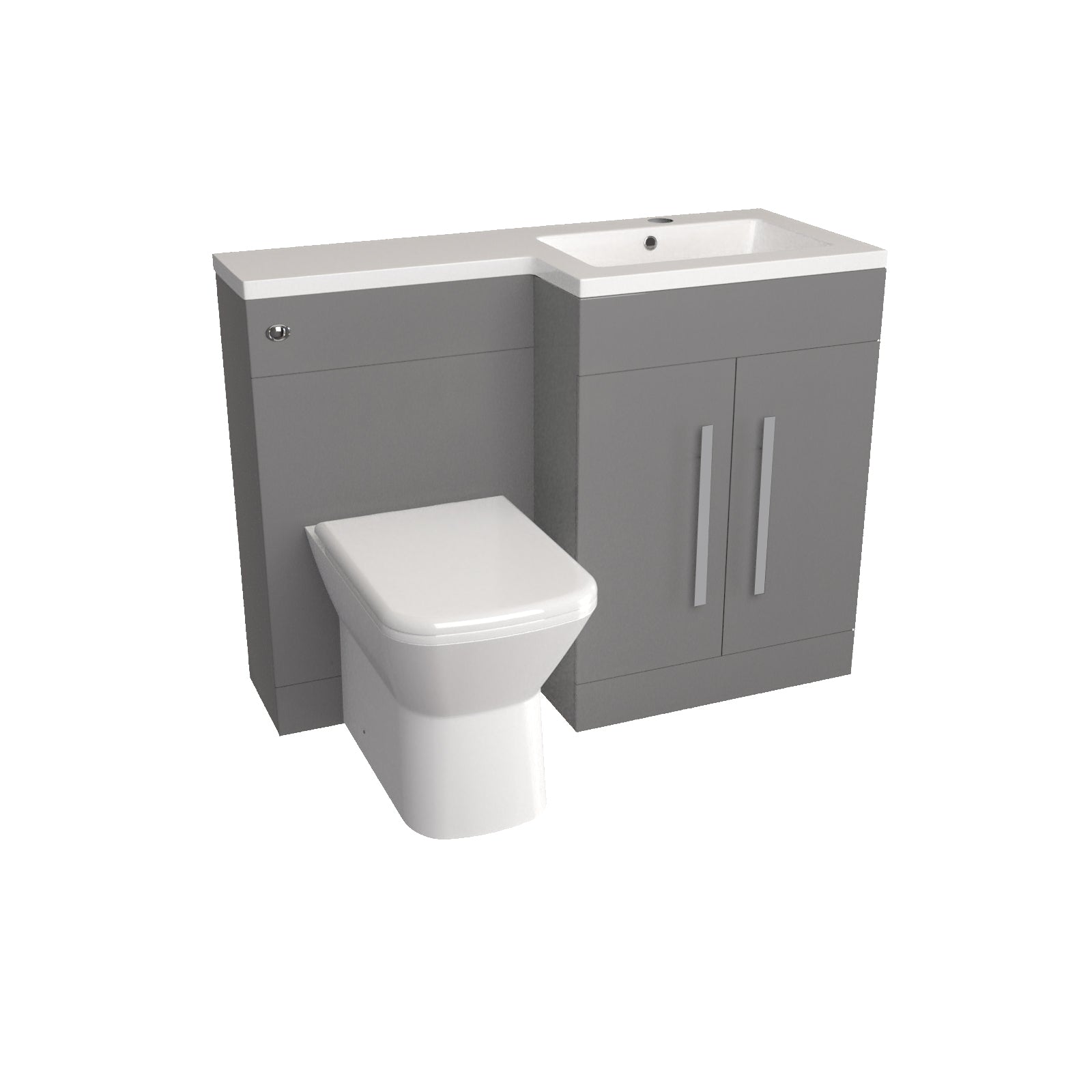 Aric 1100mm Vanity Basin Unit, WC Unit & Louis Back To Wall Toilet Grey