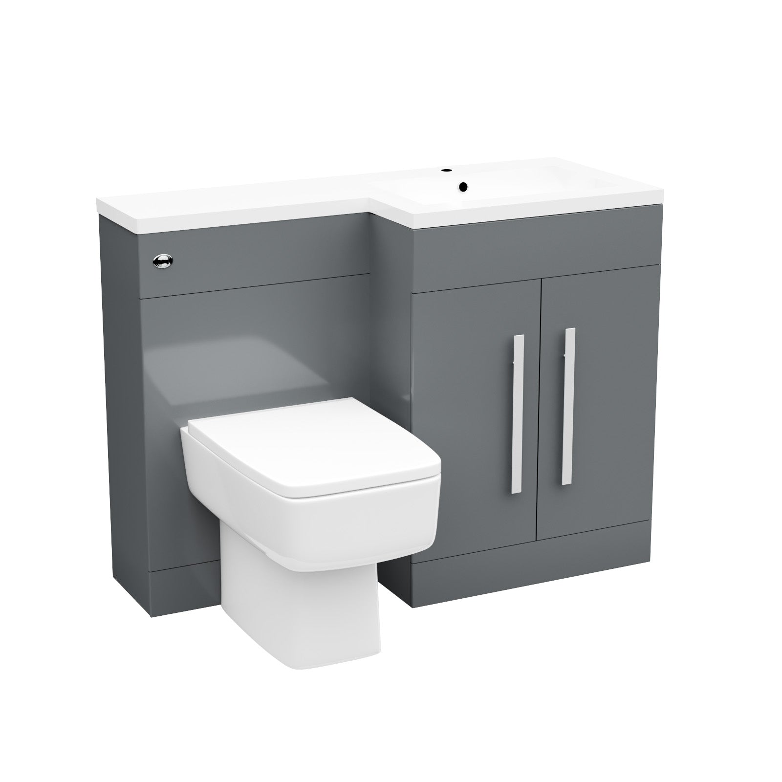 Aric 1100mm Freestanding Grey Basin Vanity Unit with WC Unit & BTW Toilet