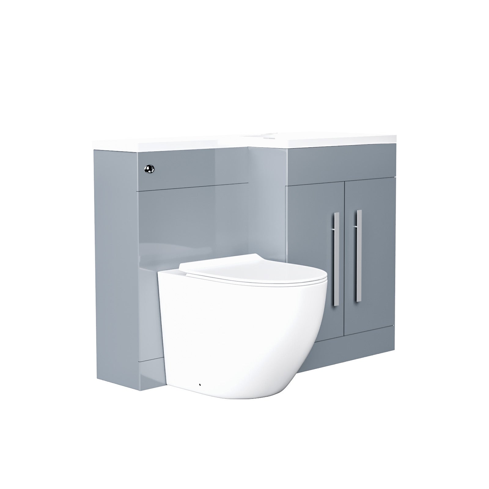 Aric 1100mm RH Rimless Round BTW Toilet, WC Unit & Resin Basin Grey