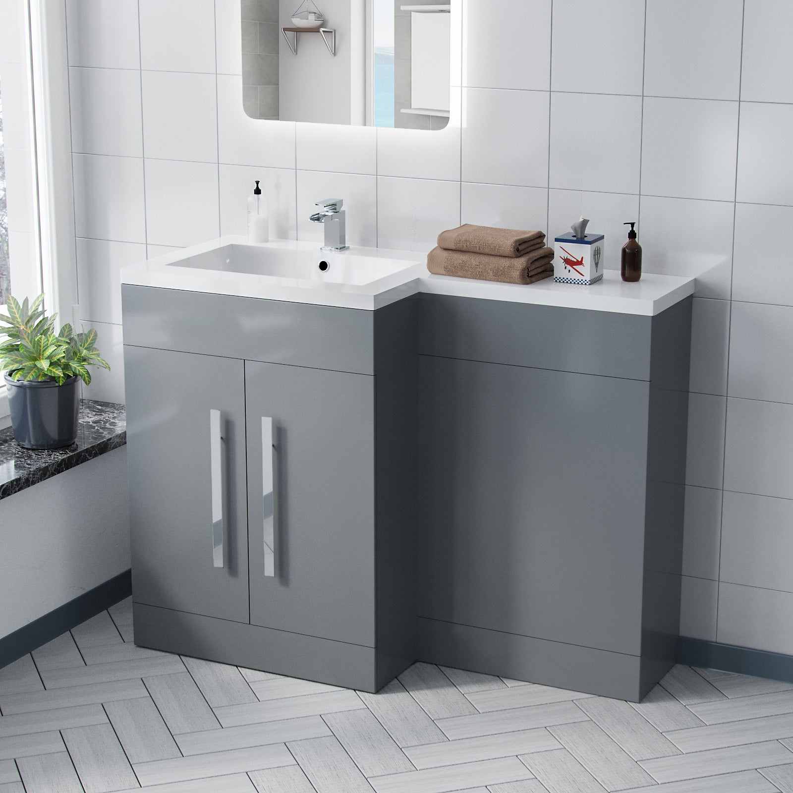 Aric 1100mm Vanity Basin & WC Unit Grey