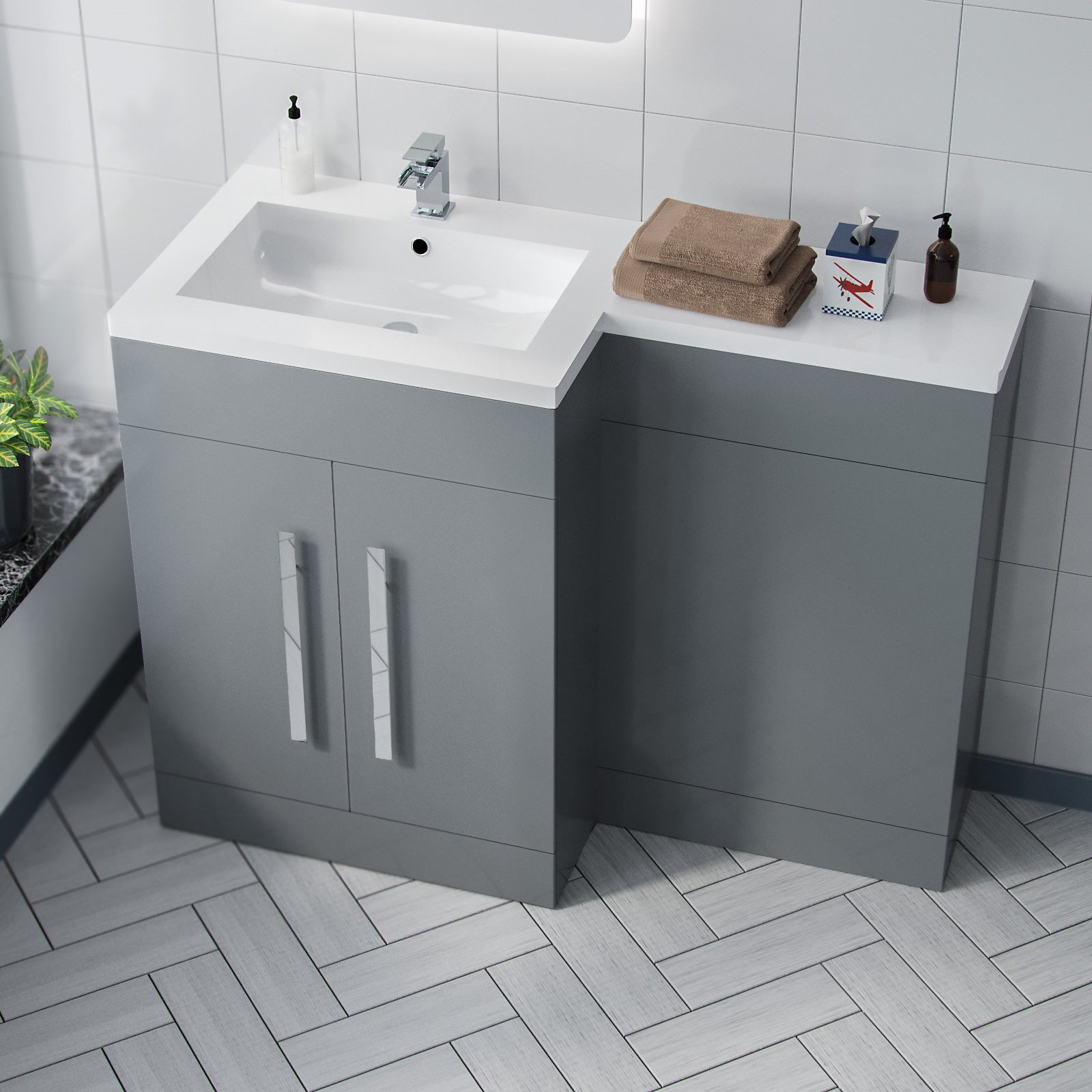 Aric 1100mm Vanity Basin & WC Unit Grey