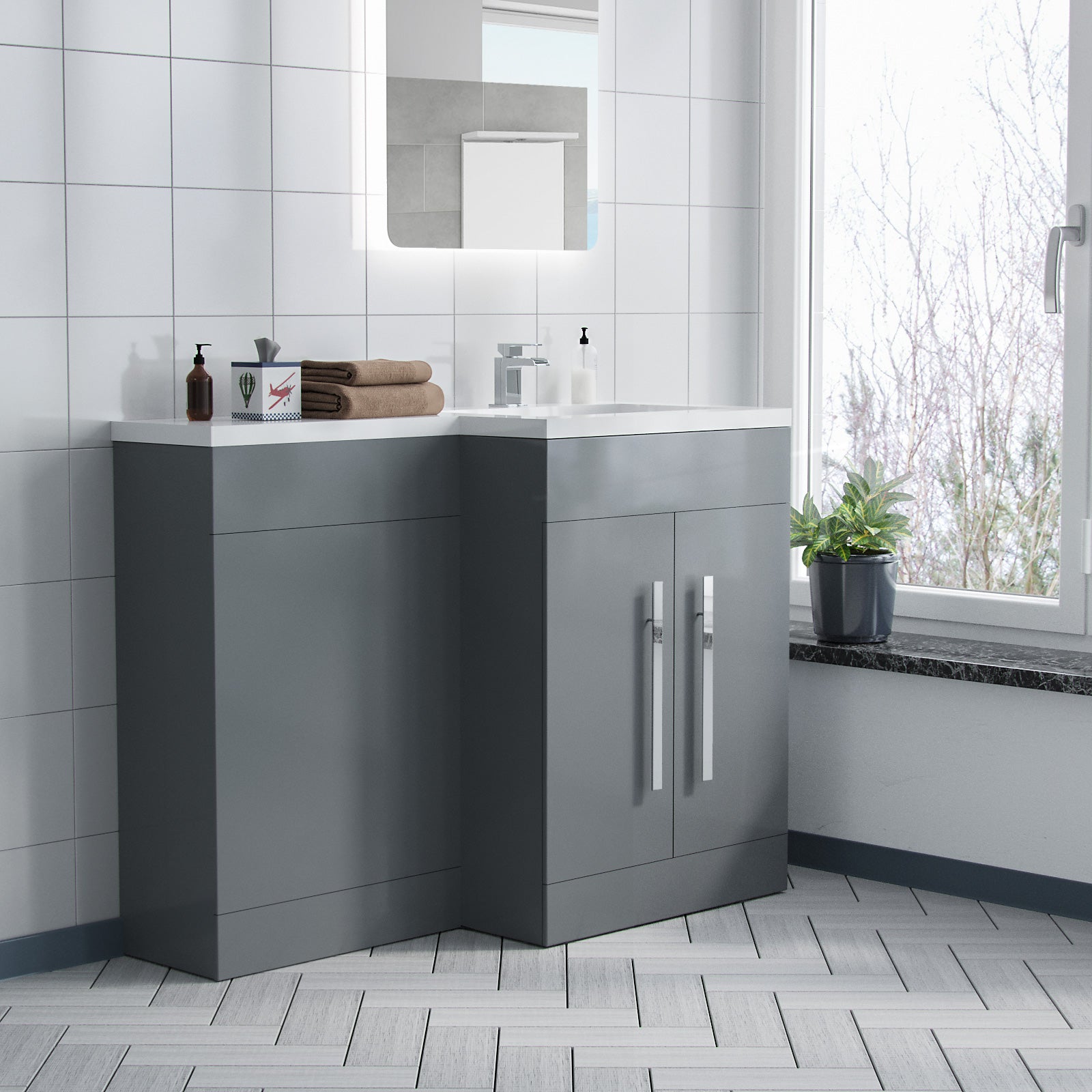 Aric 1100mm Vanity Basin & WC Unit Grey