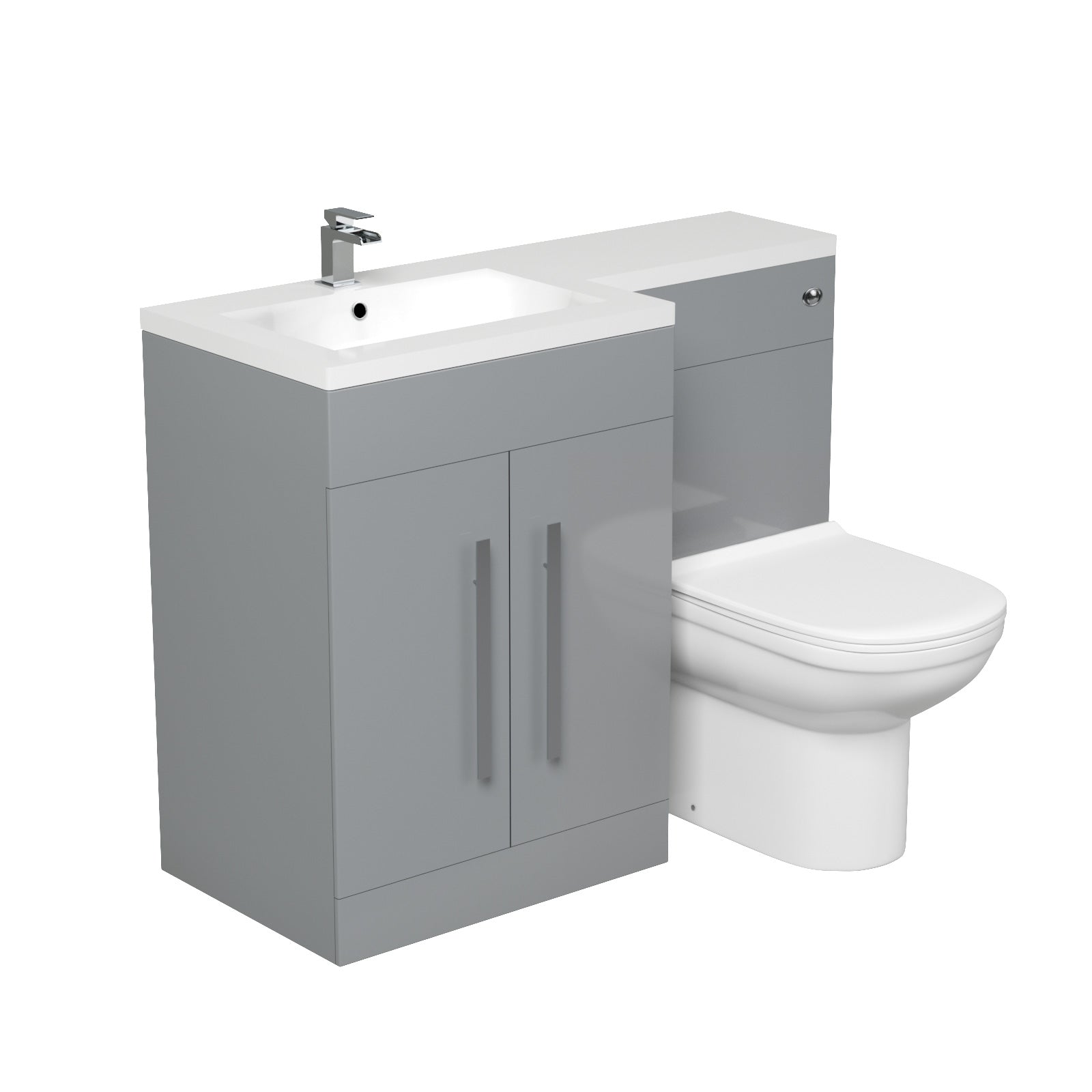 Aric 1100mm Vanity Basin Unit, WC Unit & Elso Back To Wall Toilet Grey