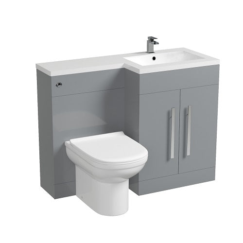 Aric 1100mm Vanity Basin Unit, WC Unit & Elso Back To Wall Toilet Grey