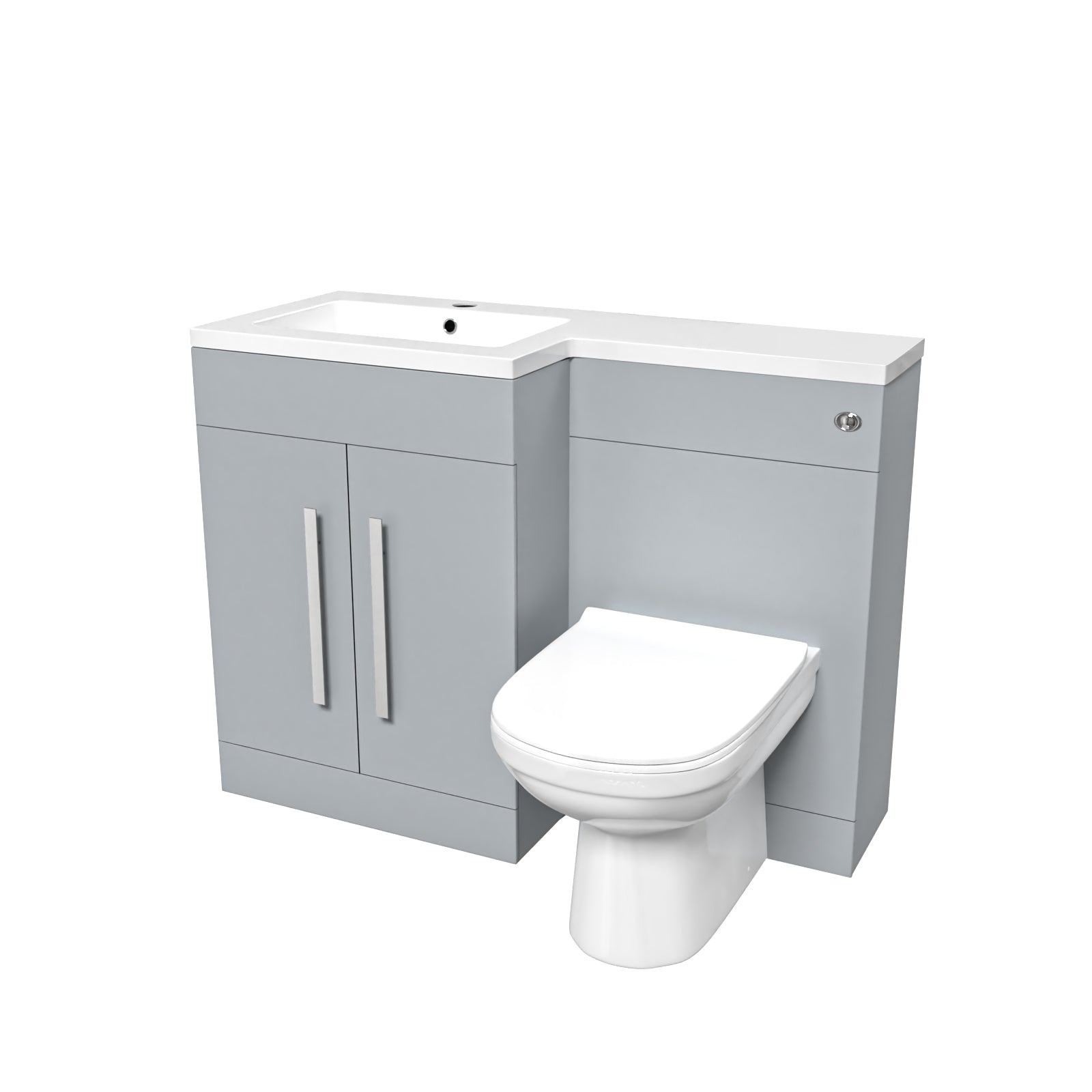 Nes Home Matte Grey 1100mm LH Vanity WC Unit & Modern BTW Toilet Flat Pack