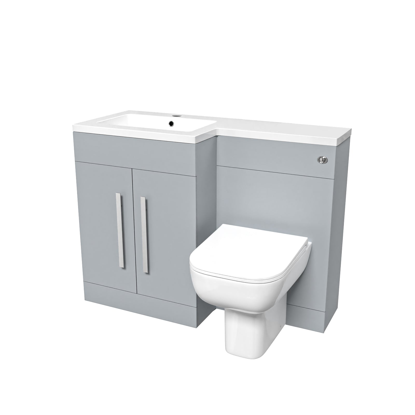 Aric Matte Grey LH 1100mm Basin Vanity Unit & Rimless BTW Toilet Flat Pack