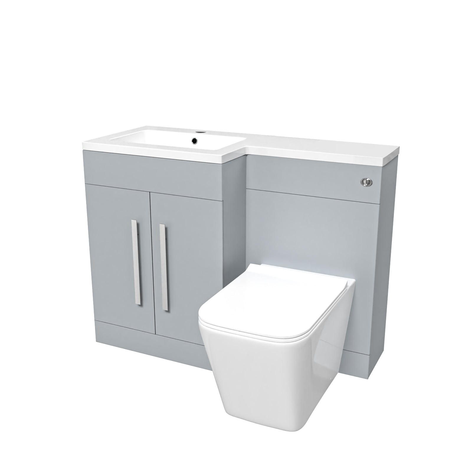 Aric Matte Grey 1100mm LH Basin Sink Vanity Cabinet with BTW Toilet Flat Pack