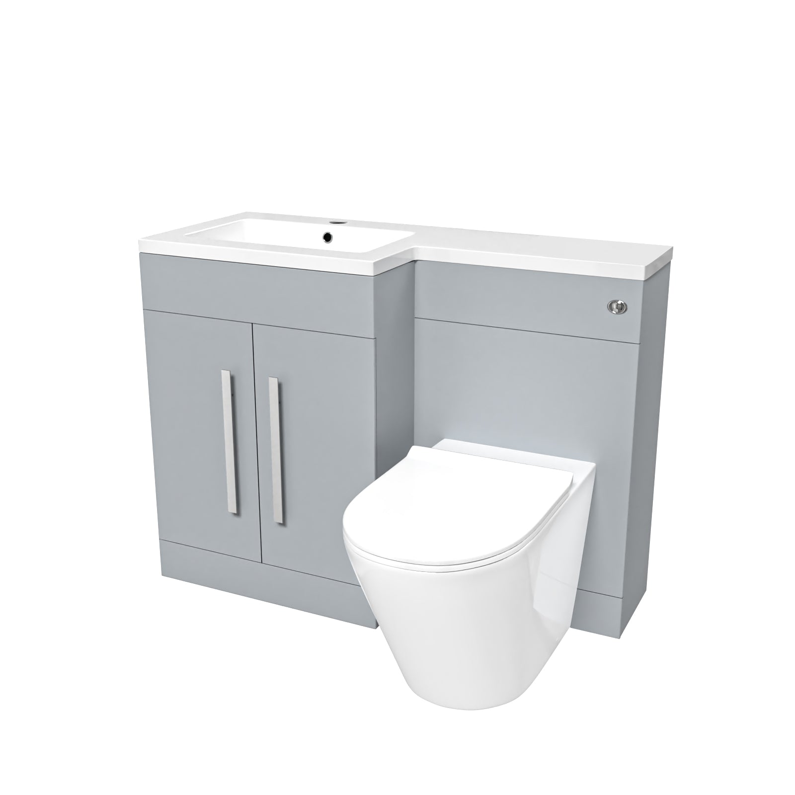 Aric Matte Grey 1100mm LH Basin Vanity Cabinet & BTW Curved Toilet