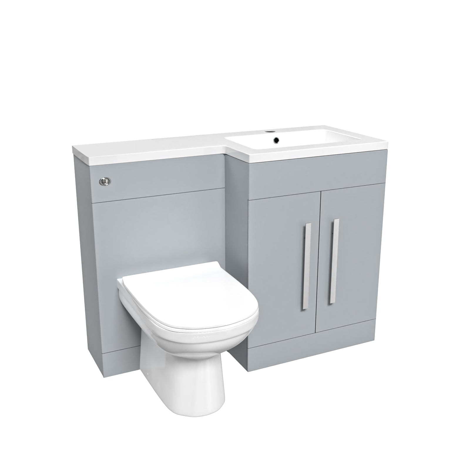 Aric Matte Grey 1100mm RH Vanity WC Unit & Modern BTW Toilet Flat Pack