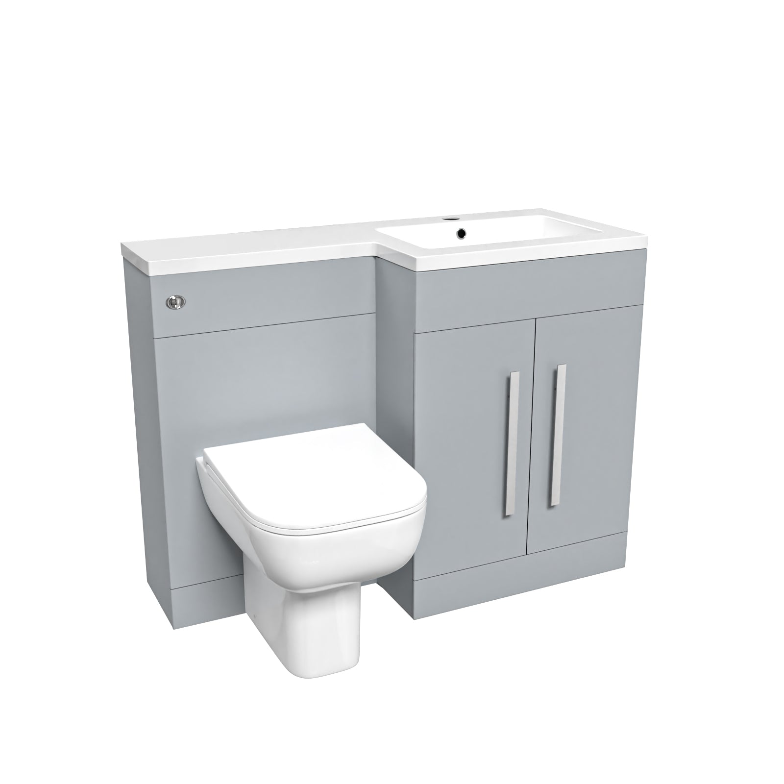 Aric Matte Grey RH Vanity Cabinet Basin Sink 1100mm & Rimless BTW WC Toilet Flat Pack
