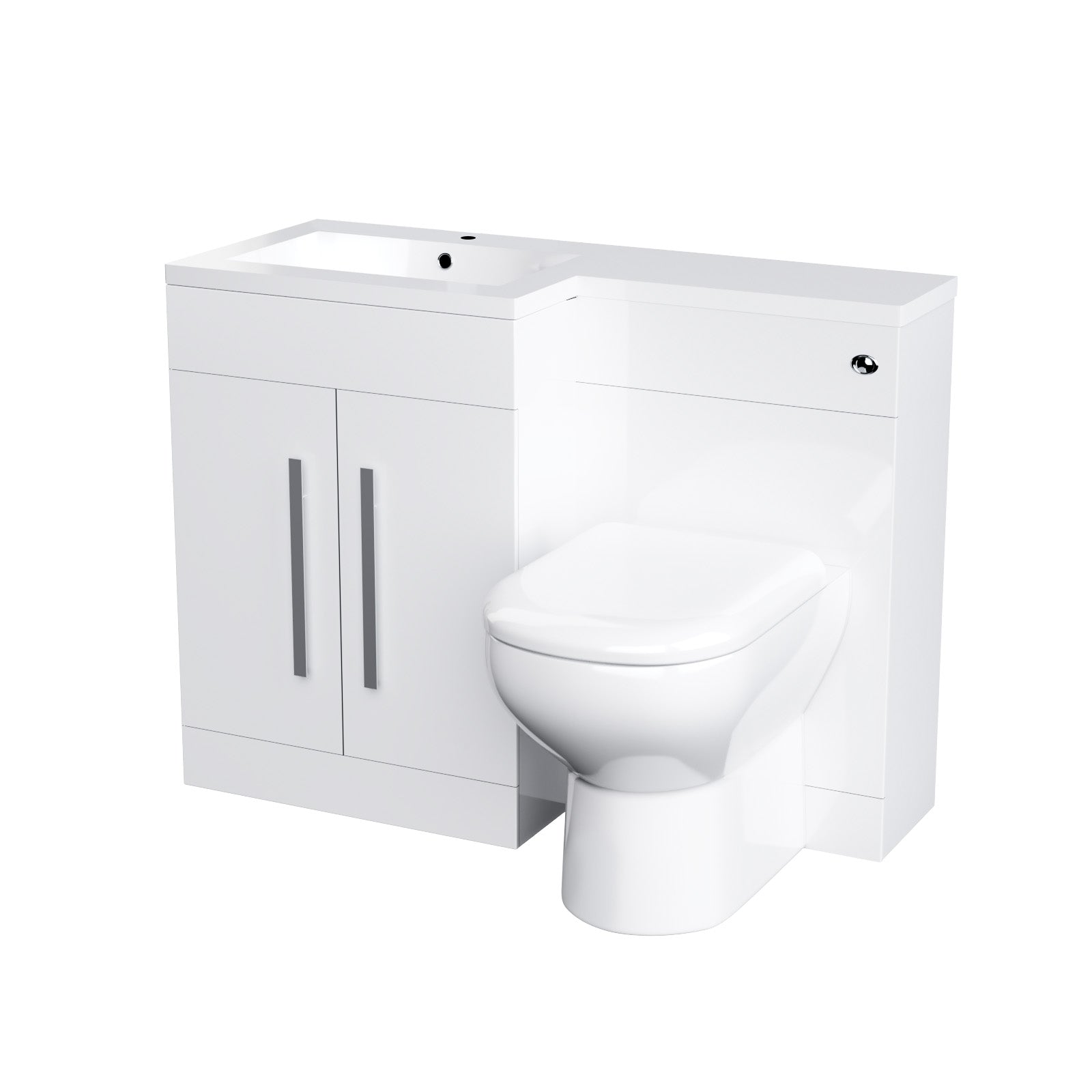 Aric 1100mm Vanity Basin Unit, WC Unit & Hayley Back To Wall Toilet White