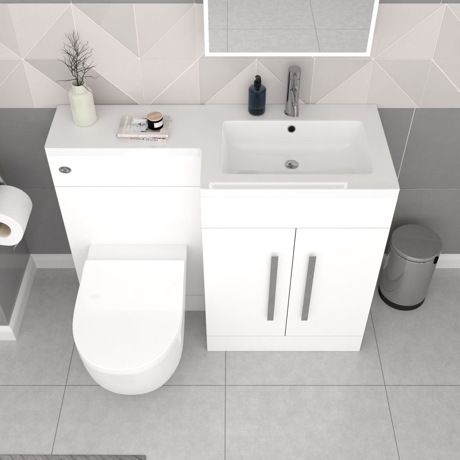 Aric White 1700mm RH Bath With Screen, Basin Vanity Unit & BTW Toilet Suite