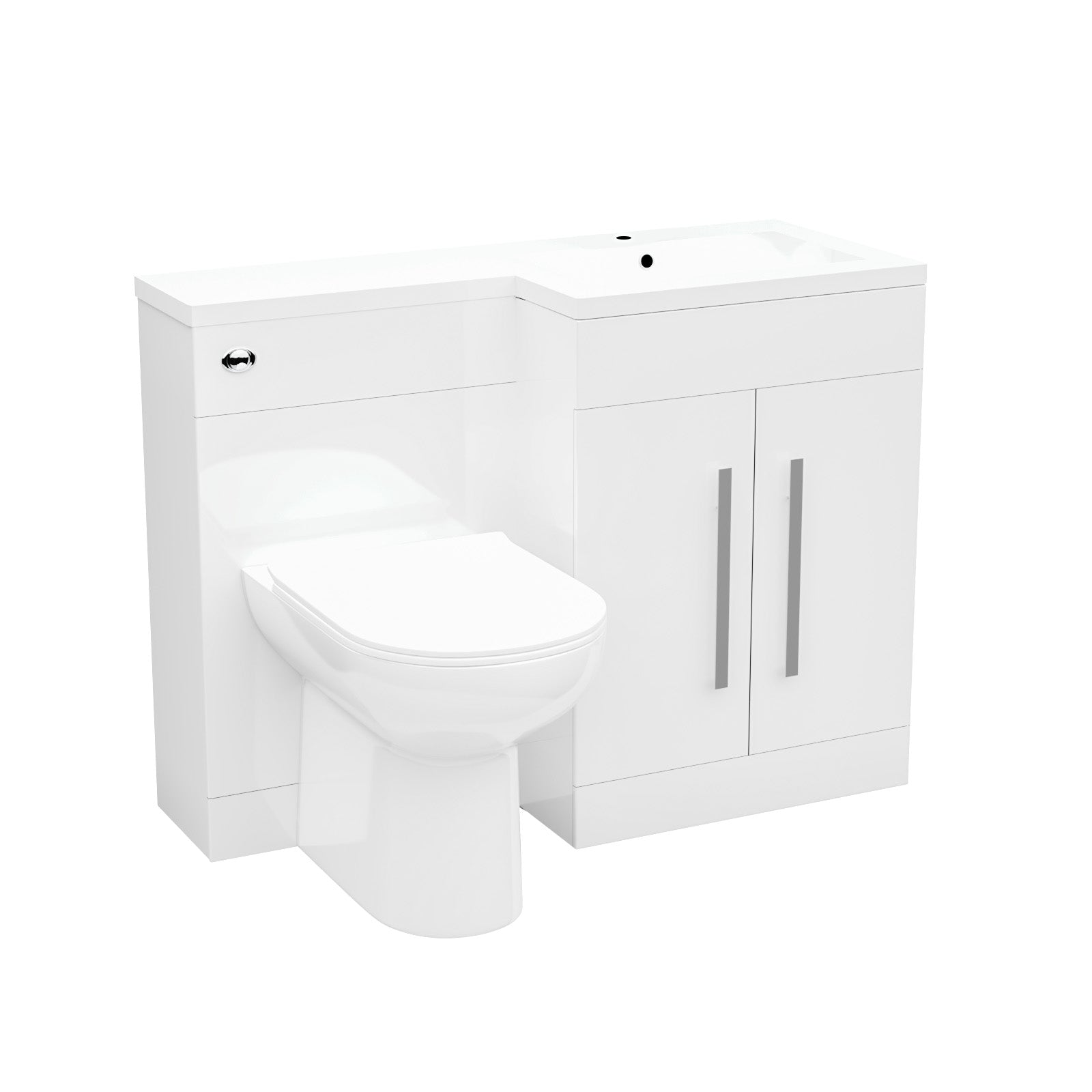 Aric 1100mm RH Freestanding Vanity Back To Wall Toilet, WC Basin White