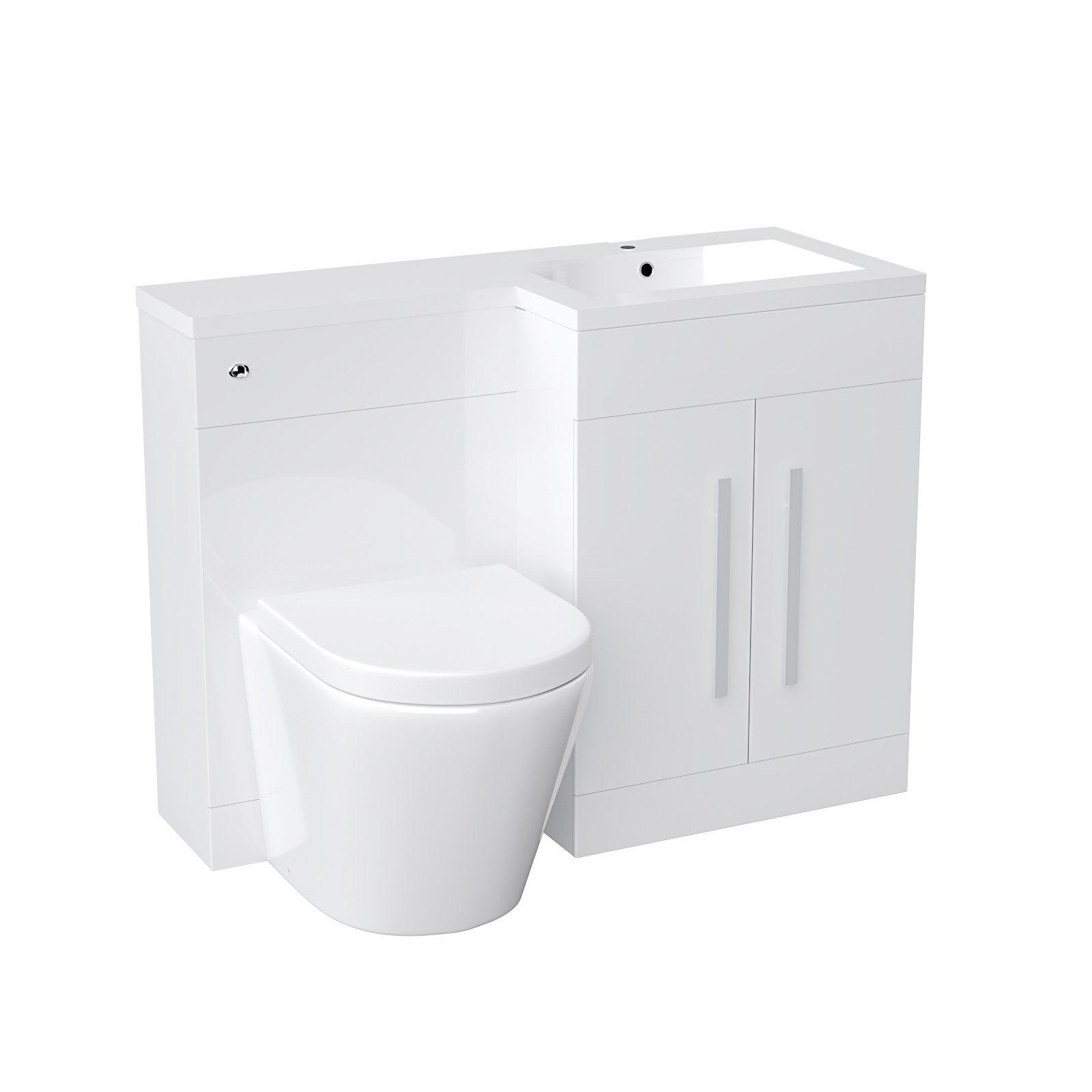 Aric 1100mm Vanity Basin Unit, WC Unit & Eddy Rimless Back To Wall Toilet White