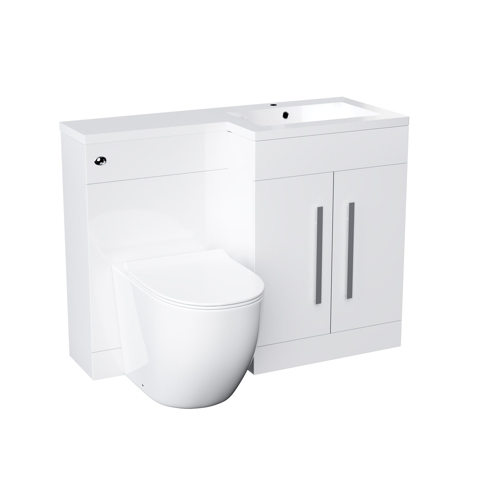 Aric White Right Hand Vanity Basin Unit, WC and Back To Wall Toilet