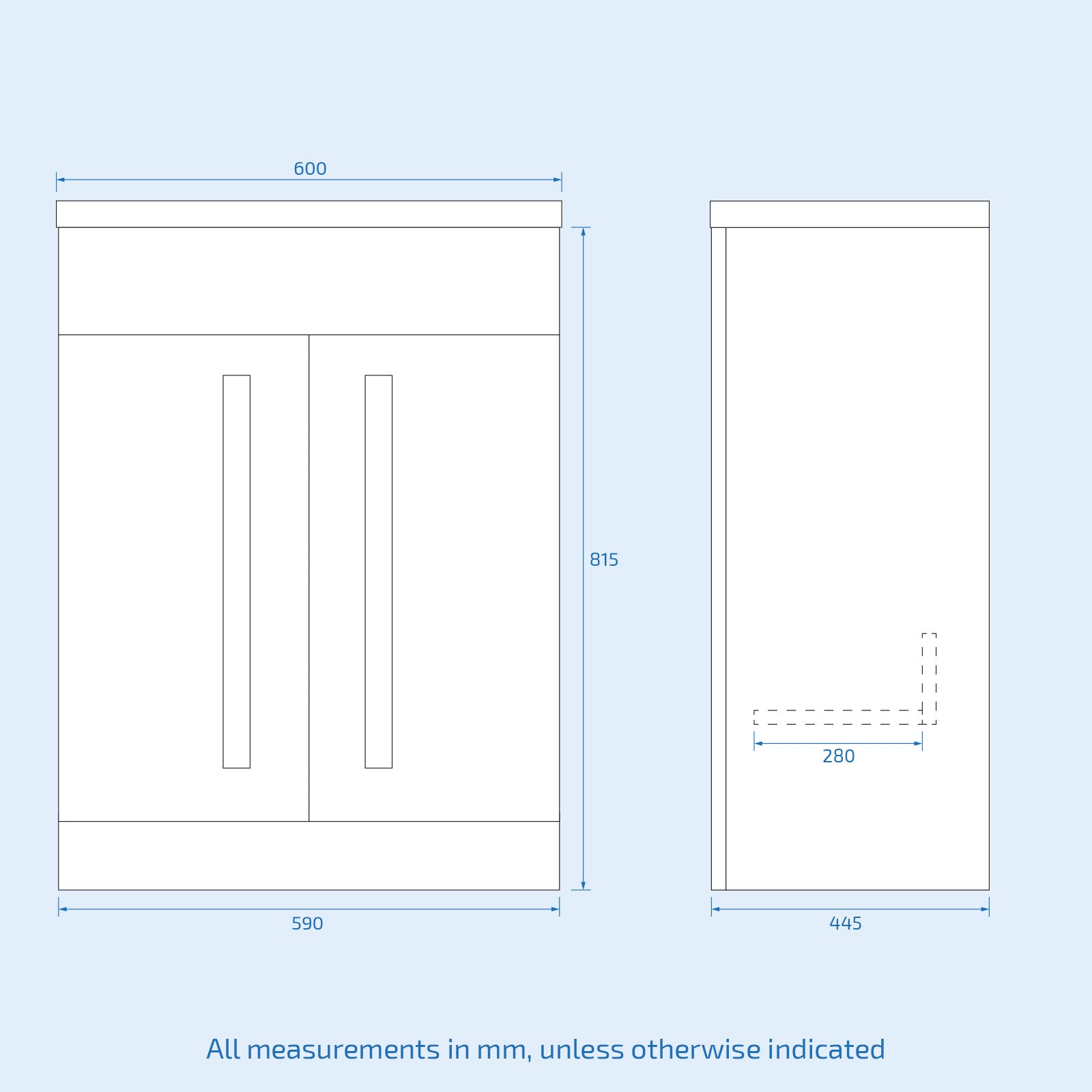 Matte Grey 600mm Bathroom Basin Sink Cabinet & Ceramic Basin
