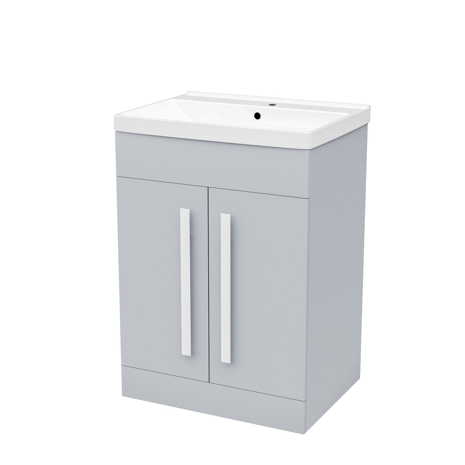 Matte Grey 600mm Bathroom Basin Sink Cabinet & Ceramic Basin Flat Pack