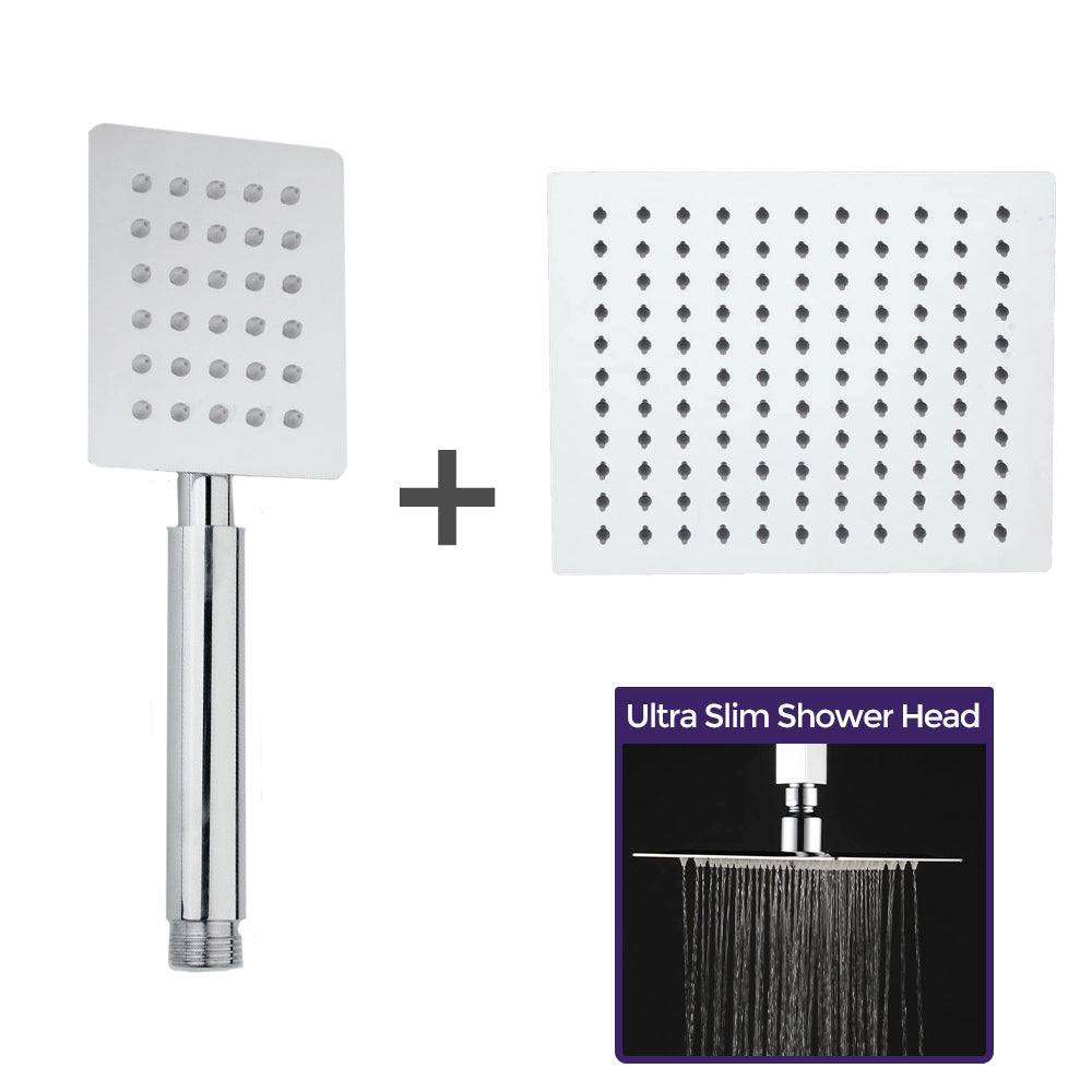 Olive Square 3 Way Concealed Thermostatic Shower Mixer Valve, Bath Spout, Shower Head, Arm, Handheld Set Chrome