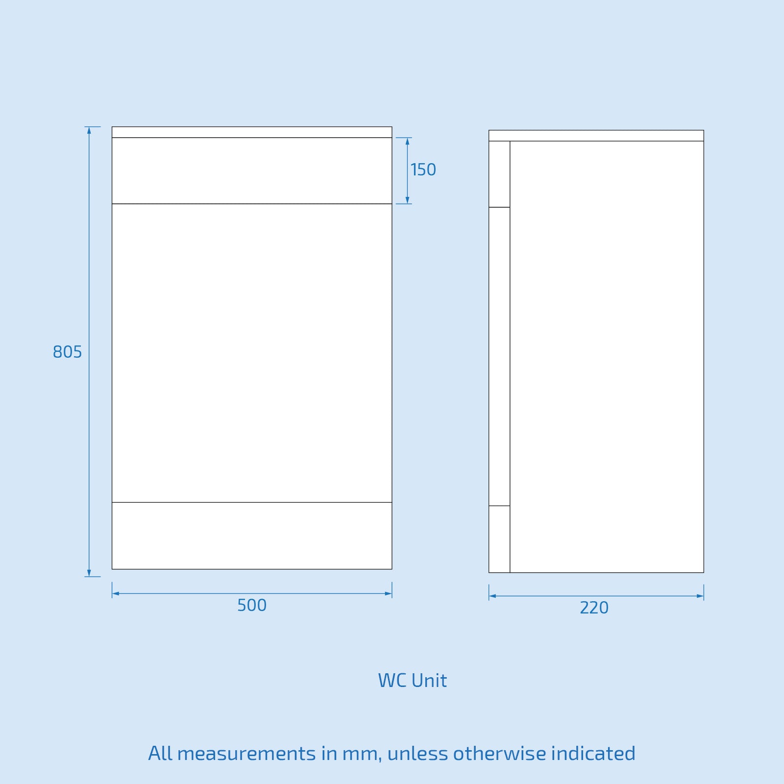 Dark Grey 500mm Back to Wall WC Unit Flat Pack