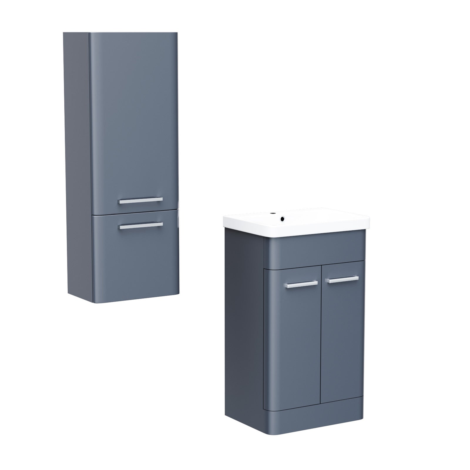 500mm Freestanding Dark Grey Basin Vanity, 350mm Wall Hung Tall Cabinet