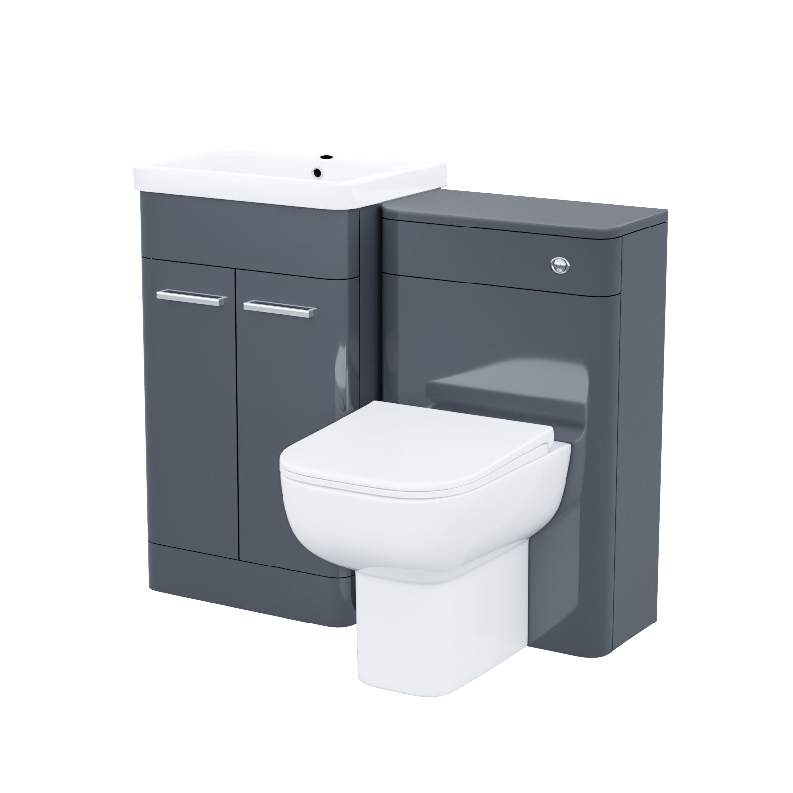 Afern Anthracite 500mm Basin Vanity WC Unit & Rimless Back to Wall Toilet
