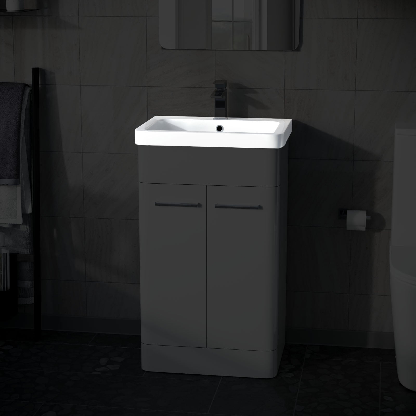 500mm Replacement White Ceramic Mid-Edge Basin comes with Single Tap Hole and Overflow