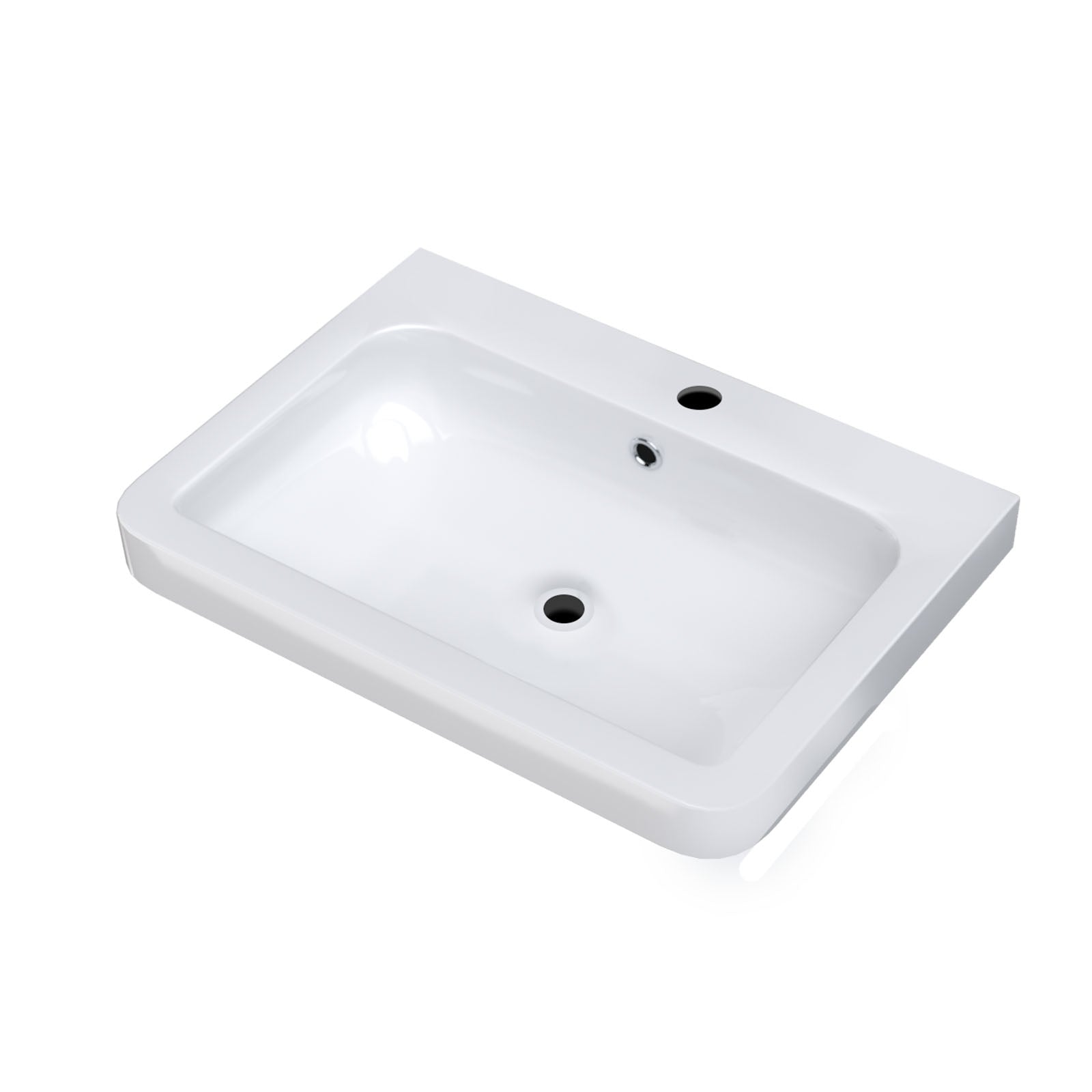 500mm Replacement White Ceramic Mid-Edge Basin comes with Single Tap Hole and Overflow