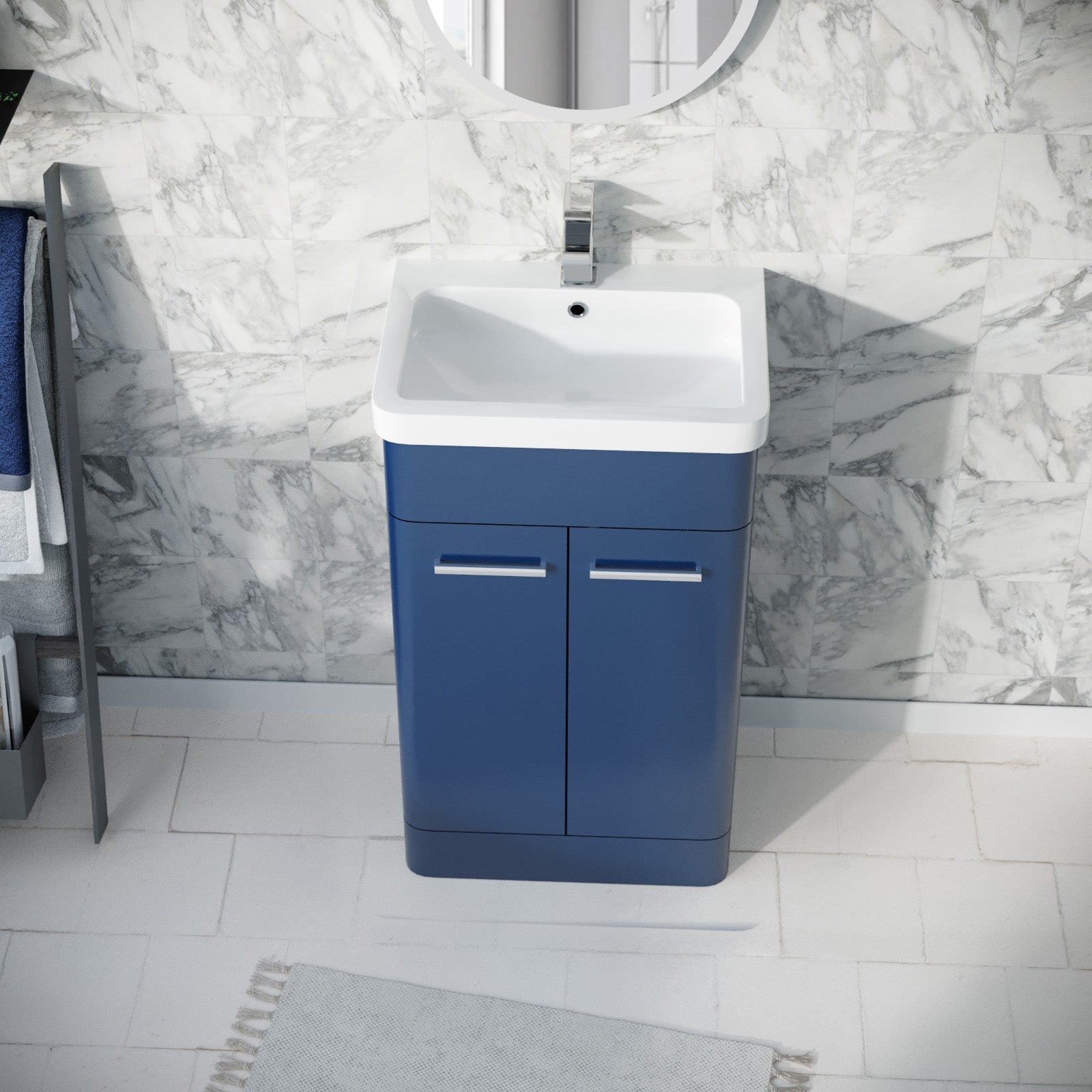 Afern 500mm Freestanding Vanity Unit Cabinet and Wash Basin Royal Blue