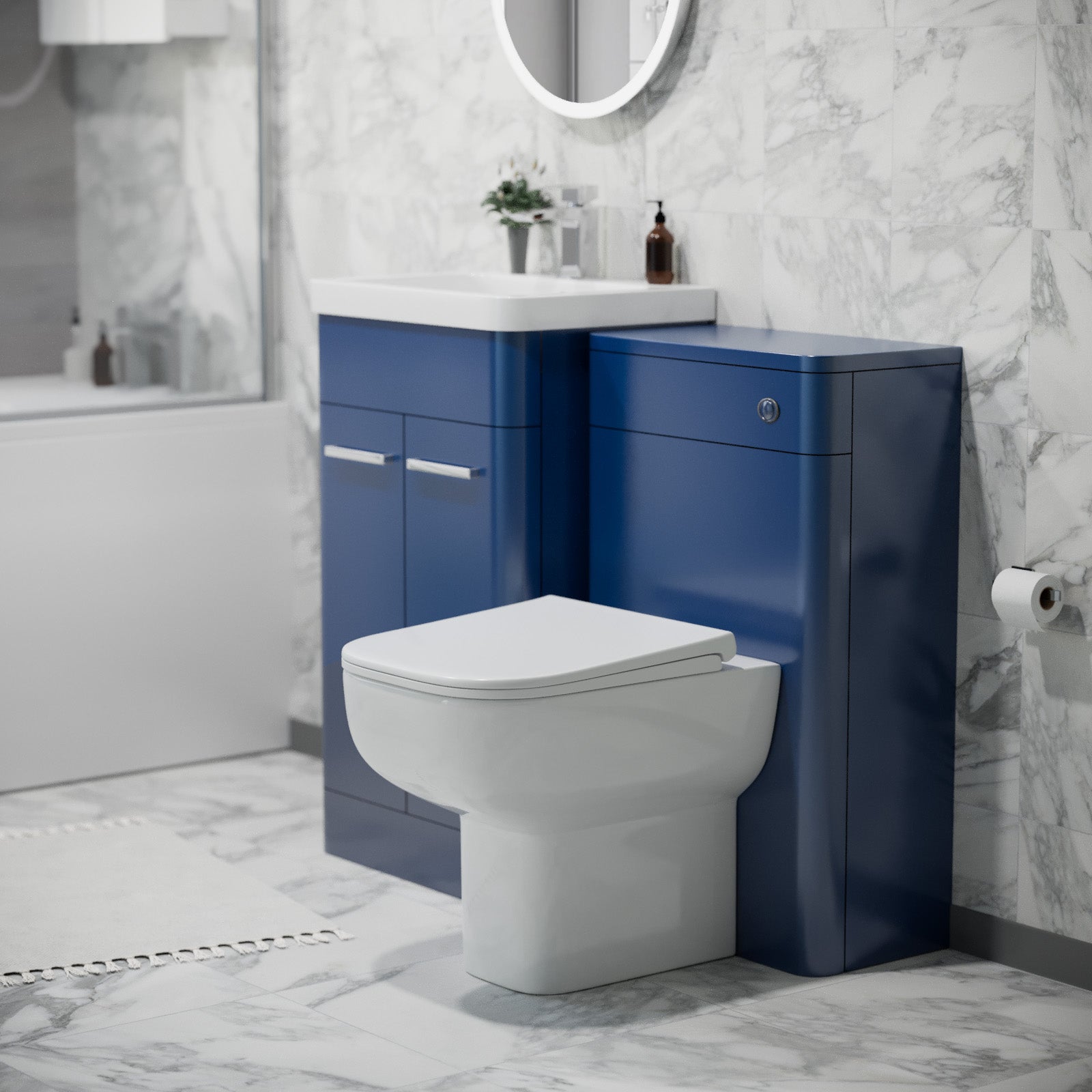Afern 500mm Freestanding Vanity Unit Basin, Toilet, WC unit Royal Blue