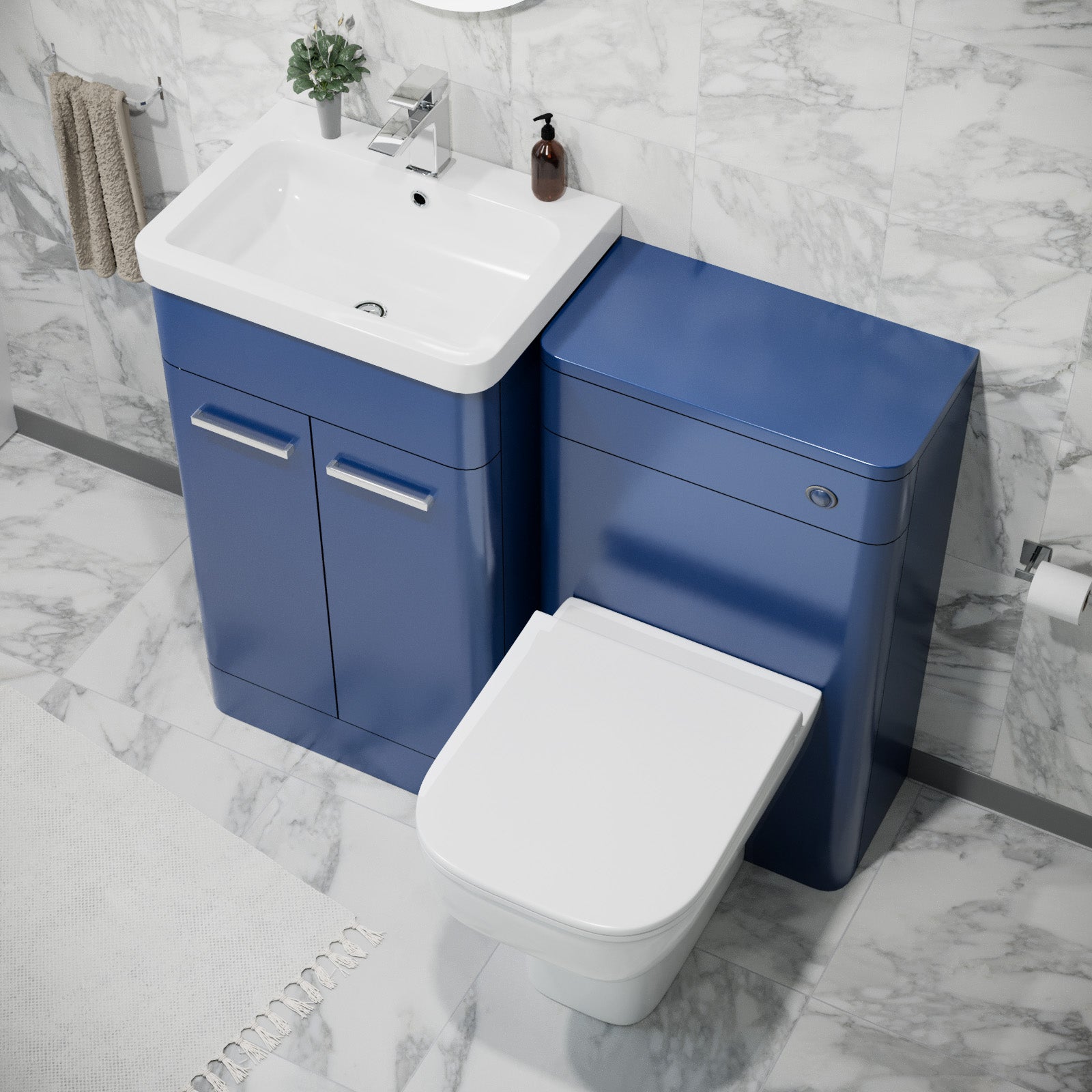 Afern 500mm Freestanding Vanity Unit Basin, Toilet, WC unit Royal Blue