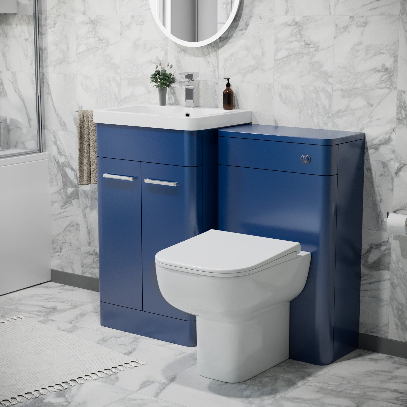 Afern 500mm Freestanding Vanity Unit with Basin,Back to Toilet, WC unit Royal Blue