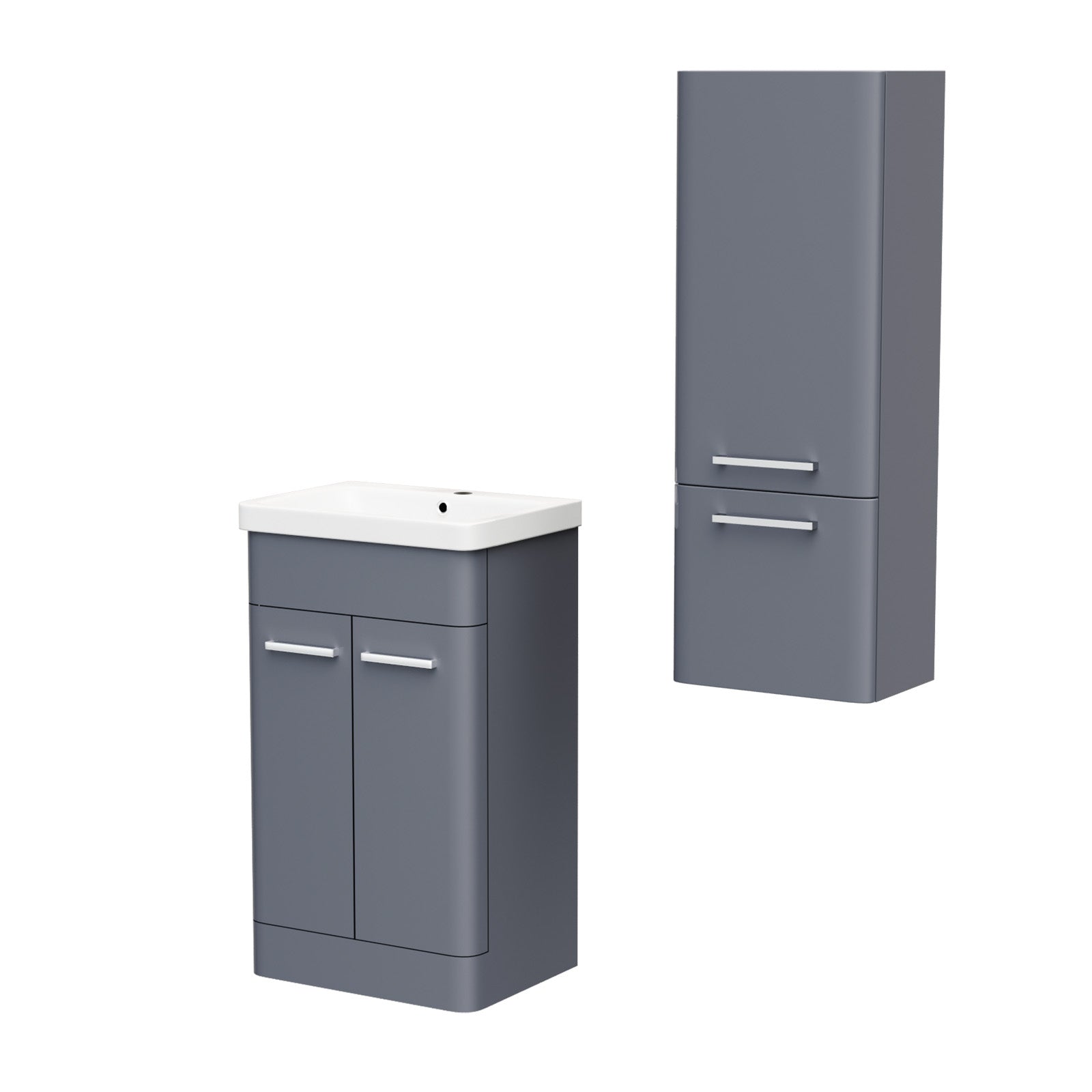 Afern 500mm Freestanding Dark Grey Vanity & 350mm Wall Hung Cabinet