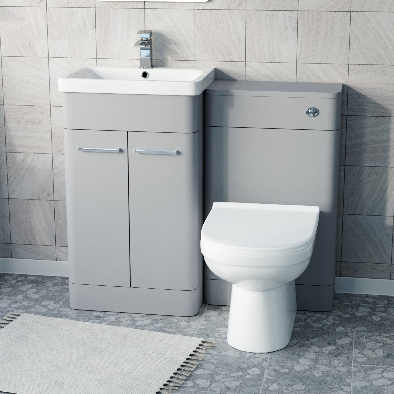 Afern Matte Grey 500mm Freestanding Basin Vanity WC Unit & Toilet