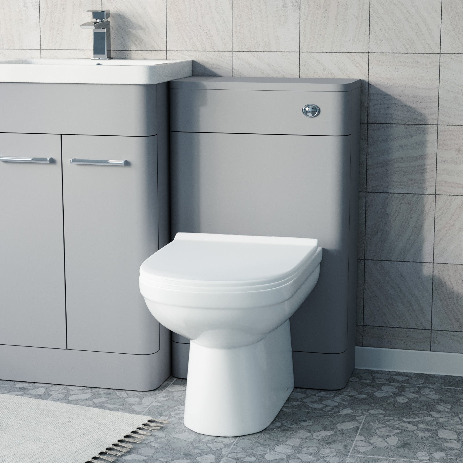 Afern Matte Grey 500mm Freestanding Basin Vanity WC Unit & Toilet