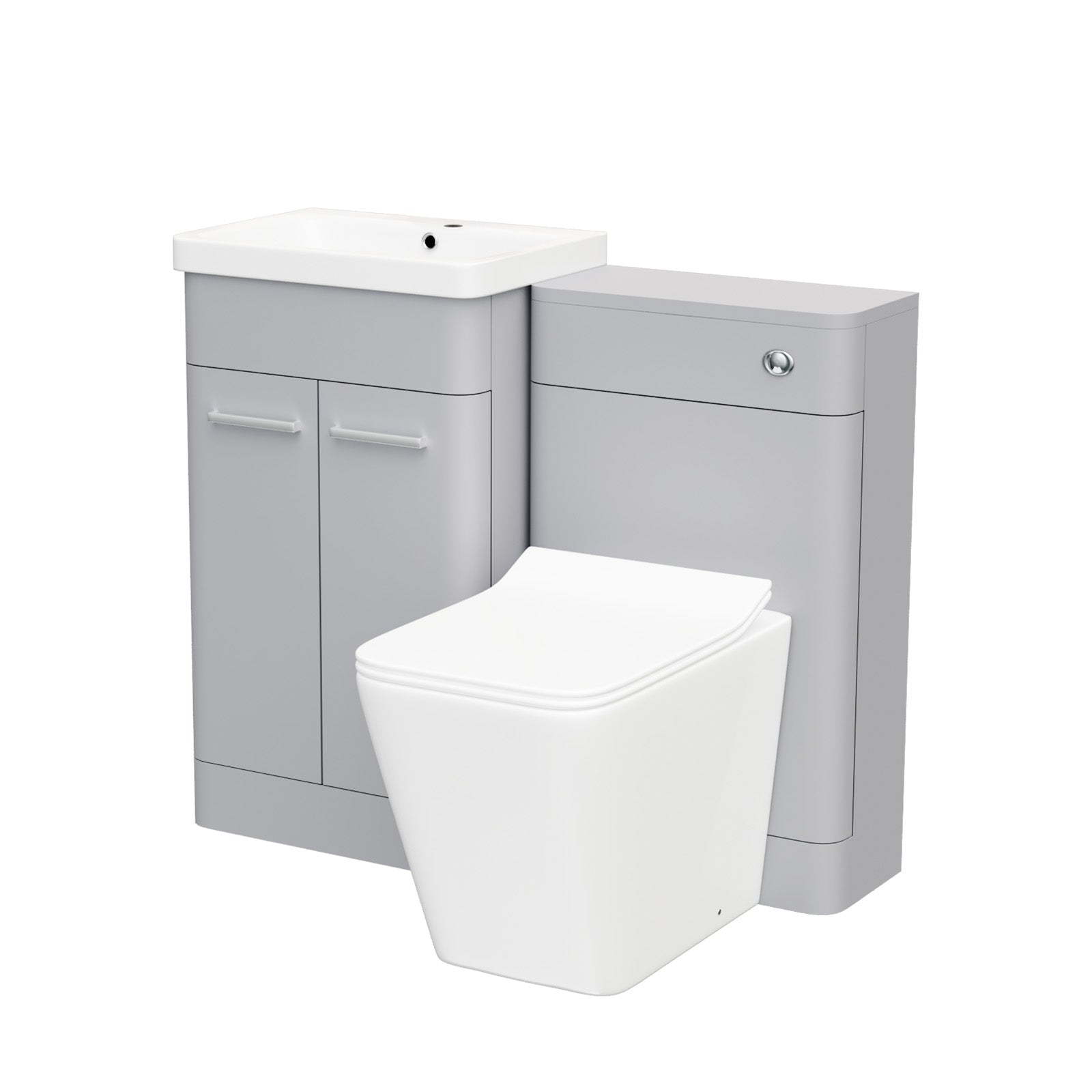 Afern Matte Grey 500mm Freestanding Basin Vanity WC Unit & Square Toilet