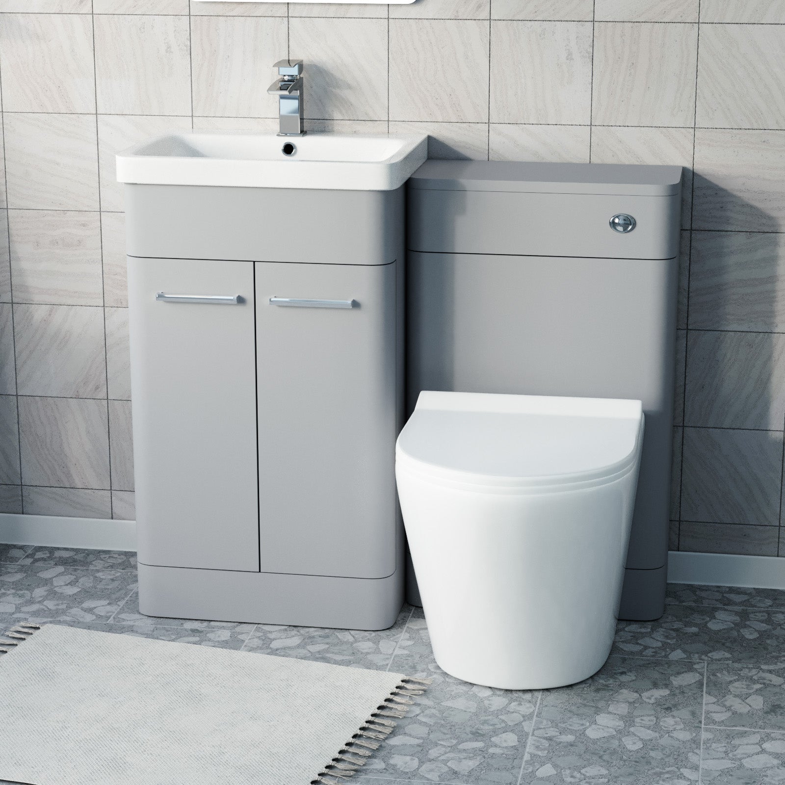 Afern Matte Grey 500mm Freestanding Basin Vanity WC Unit & Toilet