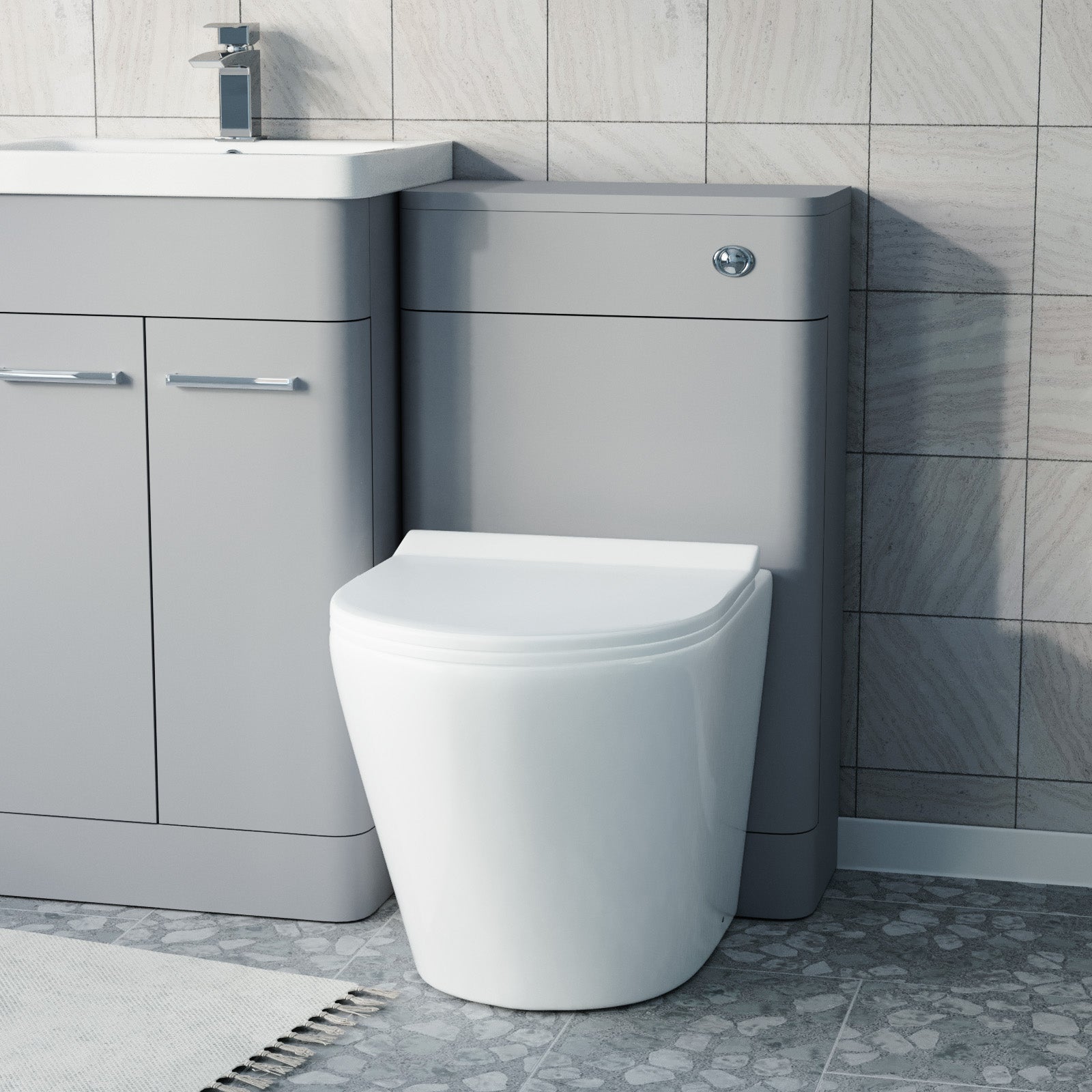 Afern Matte Grey 500mm Freestanding Basin Vanity WC Unit & Toilet